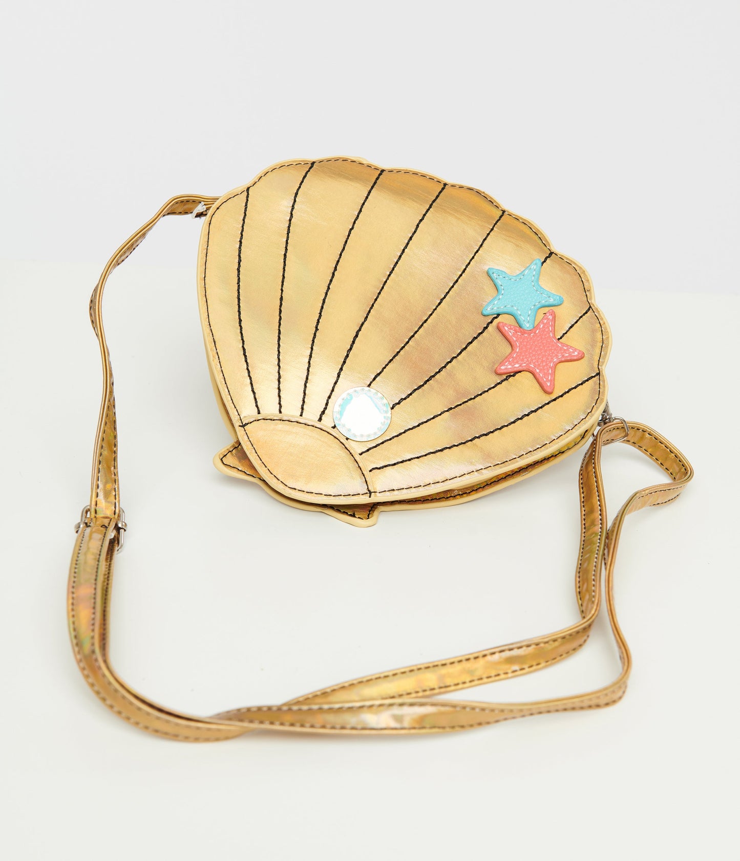 Metallic Gold Sea Shell Crossbody Bag - Unique Vintage - Womens, ACCESSORIES, HANDBAGS
