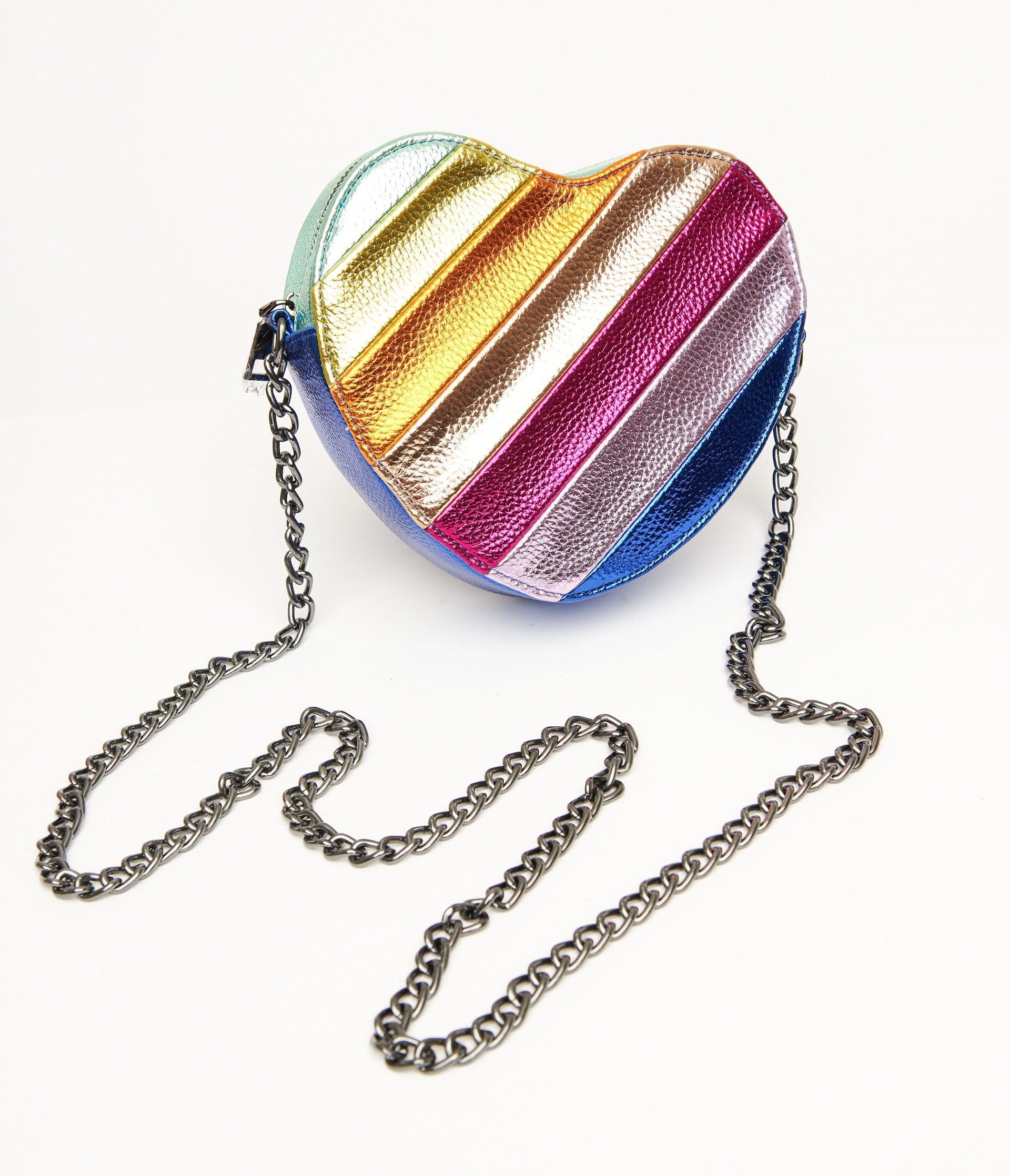 Metallic Rainbow Heart Leatherette Crossbody Bag - Unique Vintage - Womens, ACCESSORIES, HANDBAGS