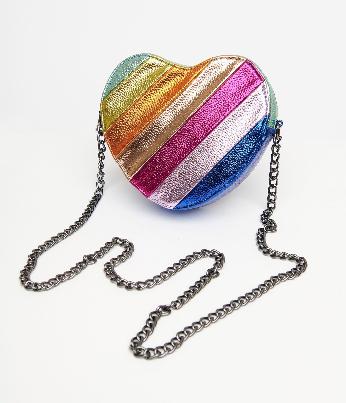 Metallic Rainbow Heart Leatherette Crossbody Bag - Unique Vintage - Womens, ACCESSORIES, HANDBAGS