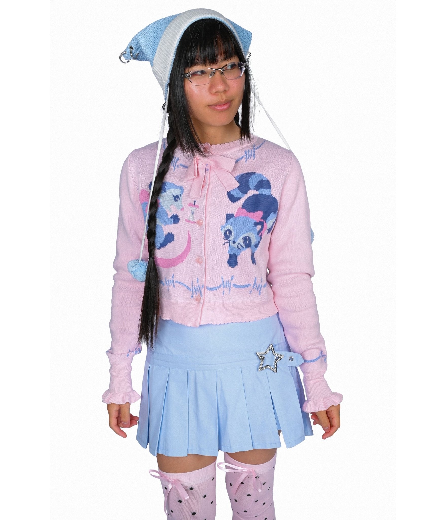 My Violet Pink Raccoon Print Trash Parade Cardigan – Unique Vintage