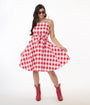 Orchid Bloom Red & White Plaid Picnic Swing Dress