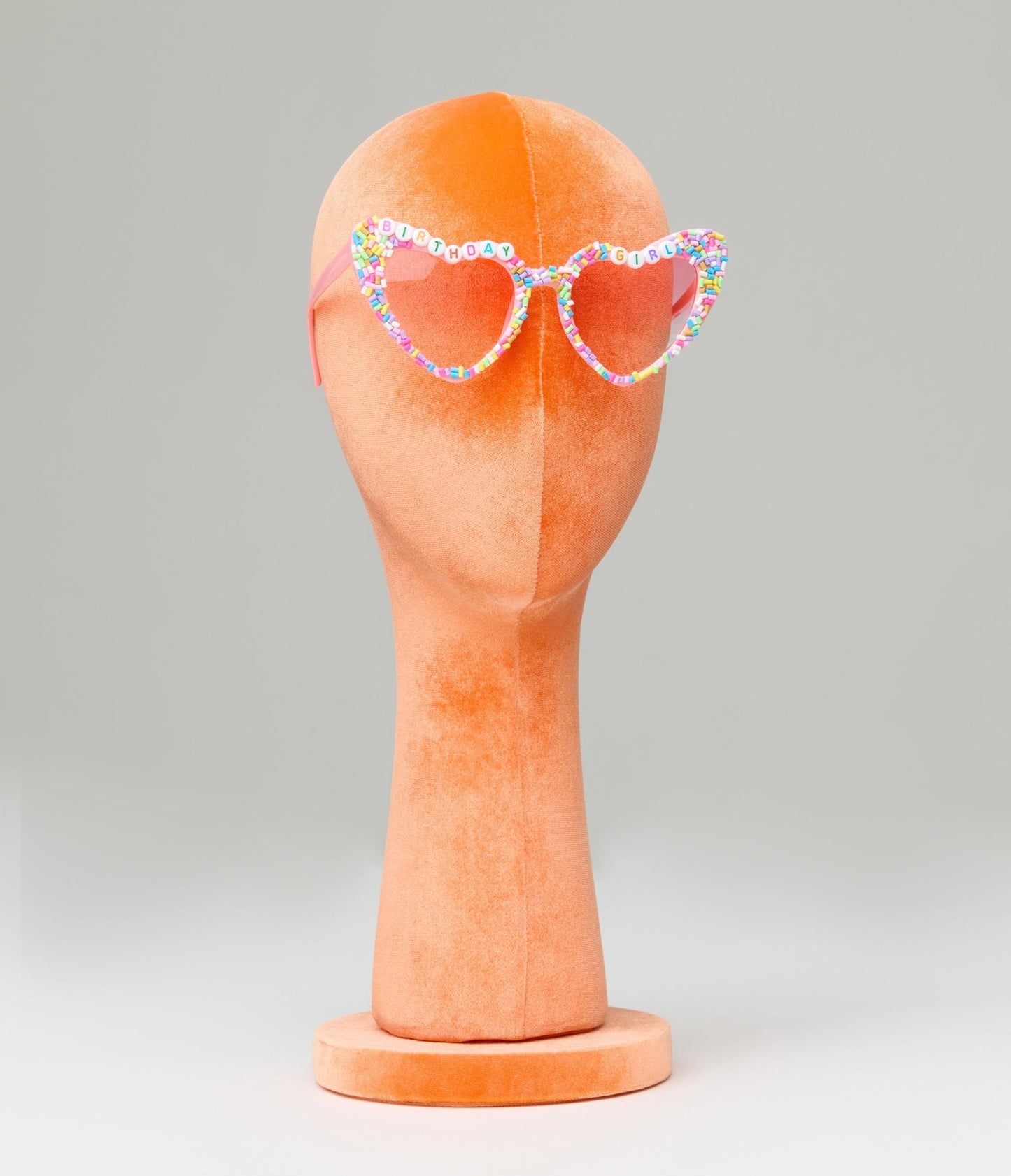 Pink Birthday Girl Sprinkle Beaded Heart Shaped Sunglasses - Unique Vintage - Womens, ACCESSORIES, SUNGLASSES