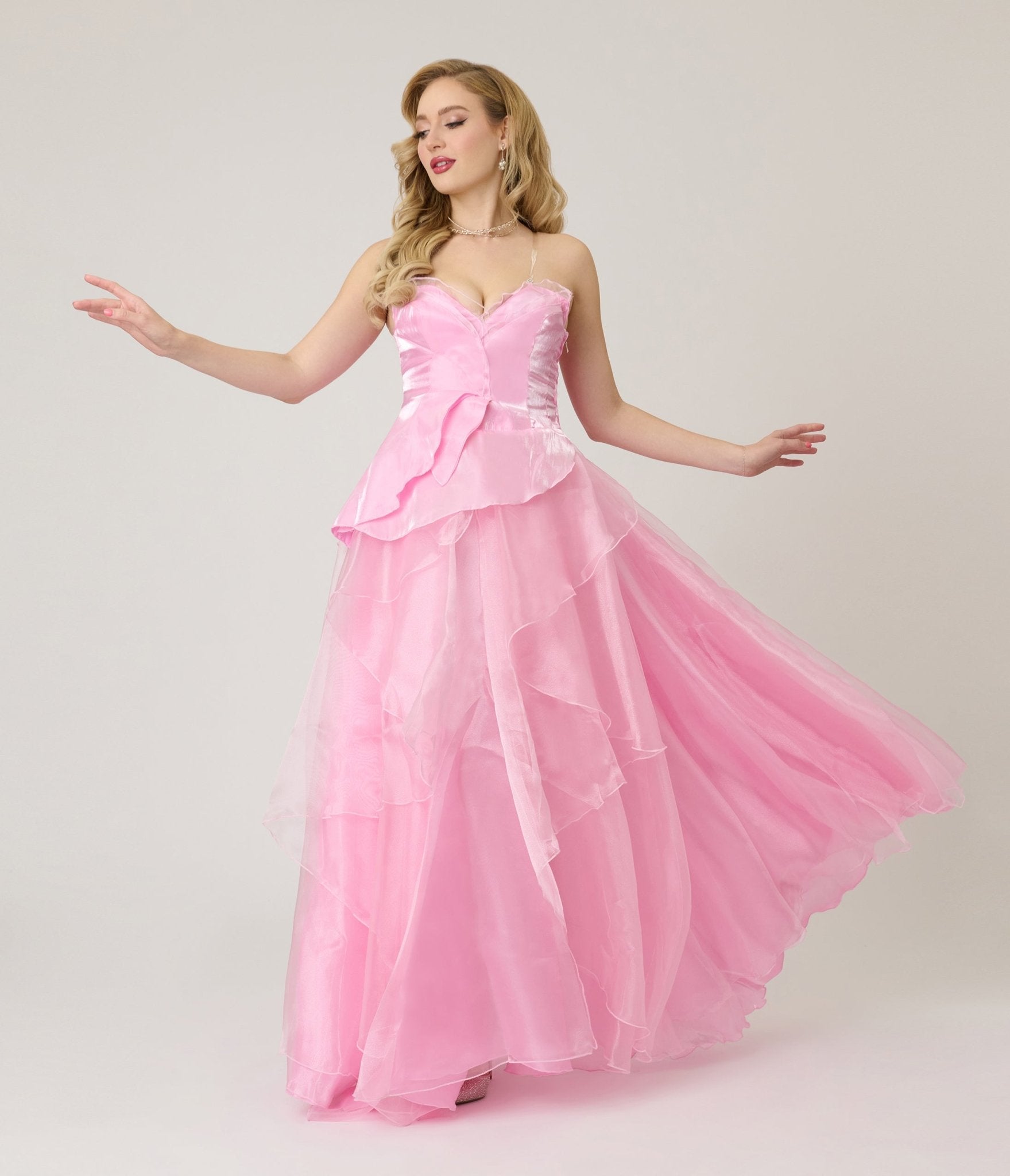 top and skirt formal dress Pink Chiffon Good Witch & Set – Unique Vintage formal crop top dress