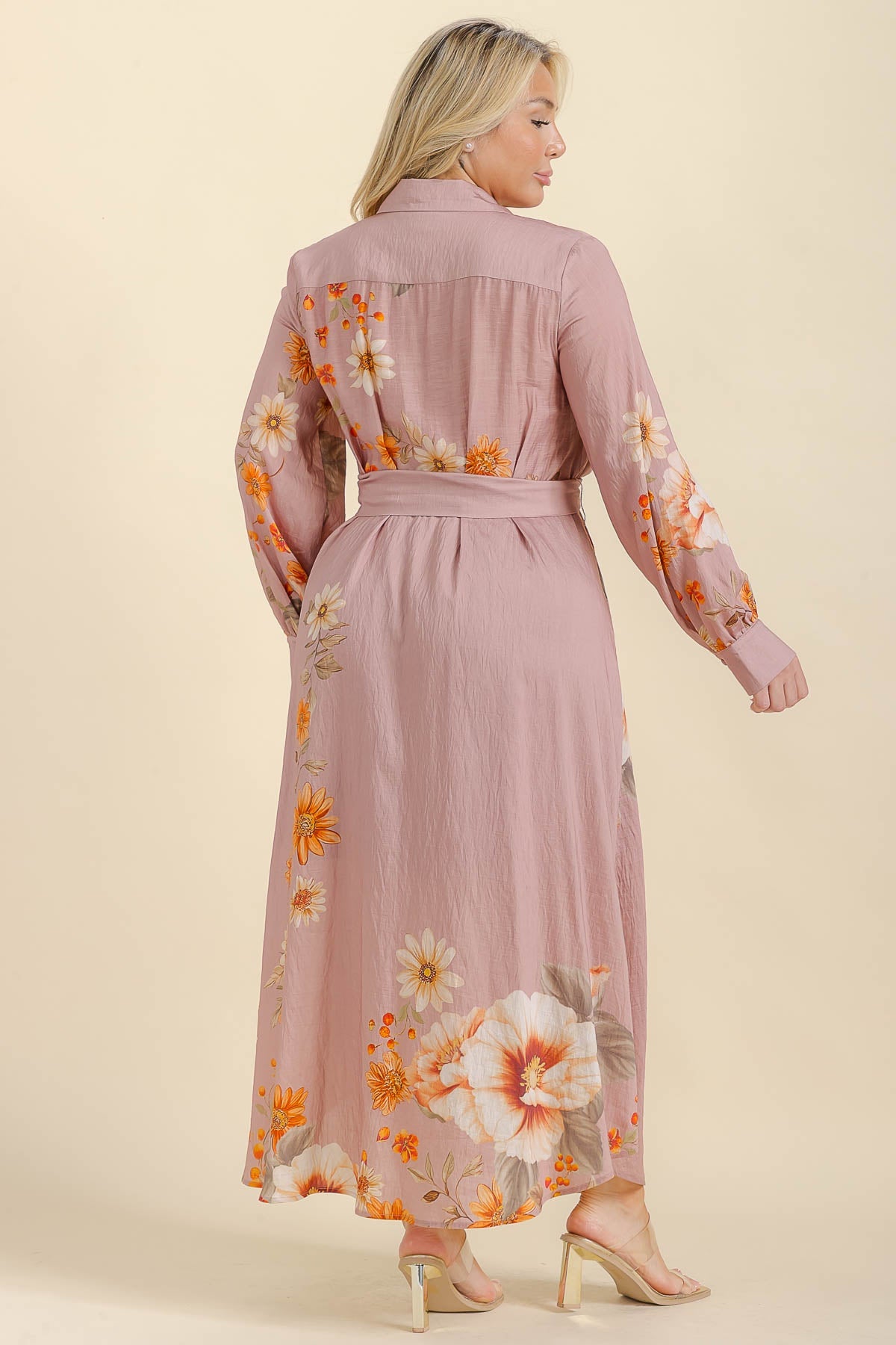 Plus Size Dusty Rose Floral Maxi Dress - Unique Vintage - Womens, DRESSES, MIDI