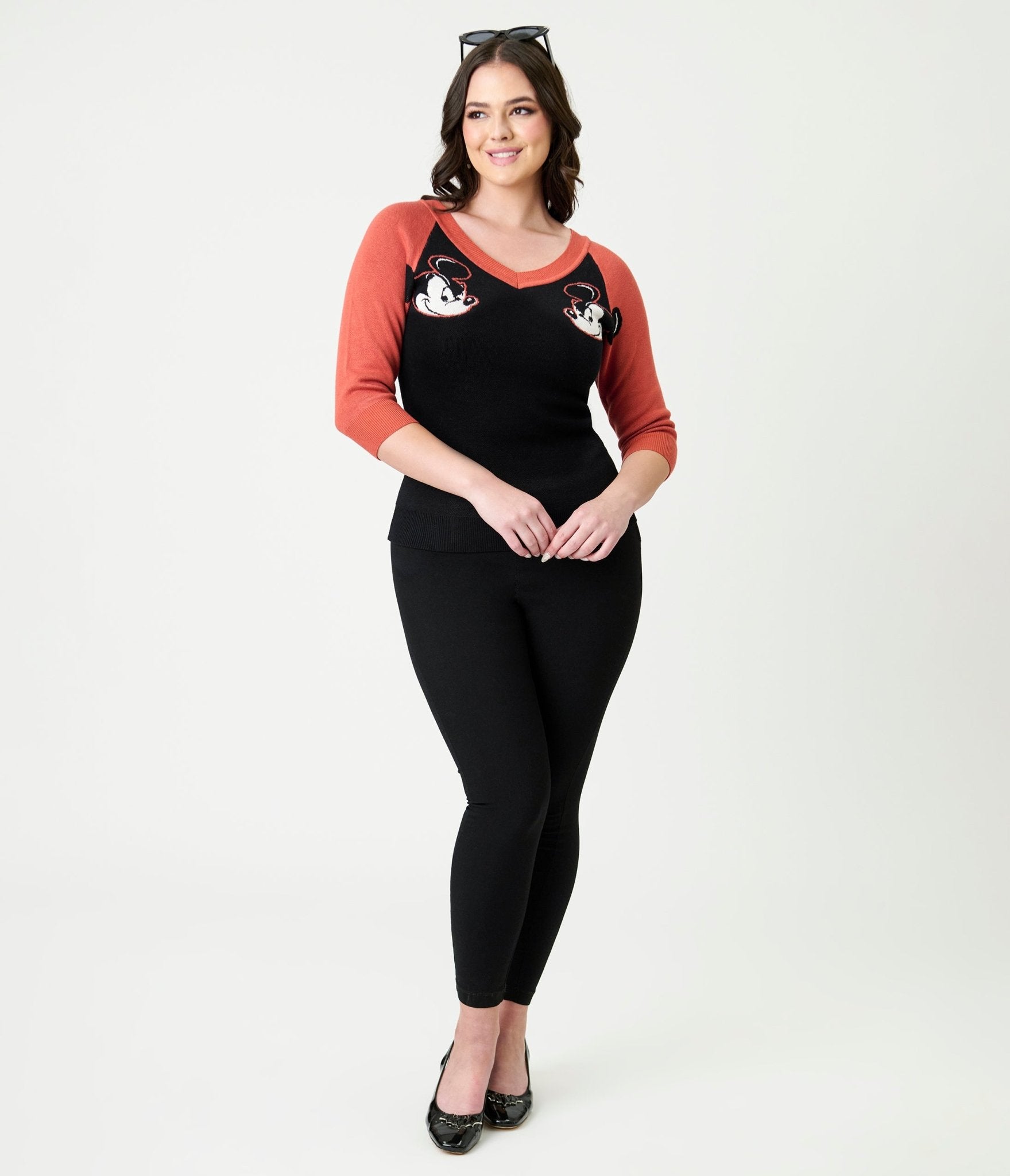 Disney Mickey & Friends Collection by Unique Vintage Black & Orange Mickey Sweater - Unique Vintage - Womens, TOPS