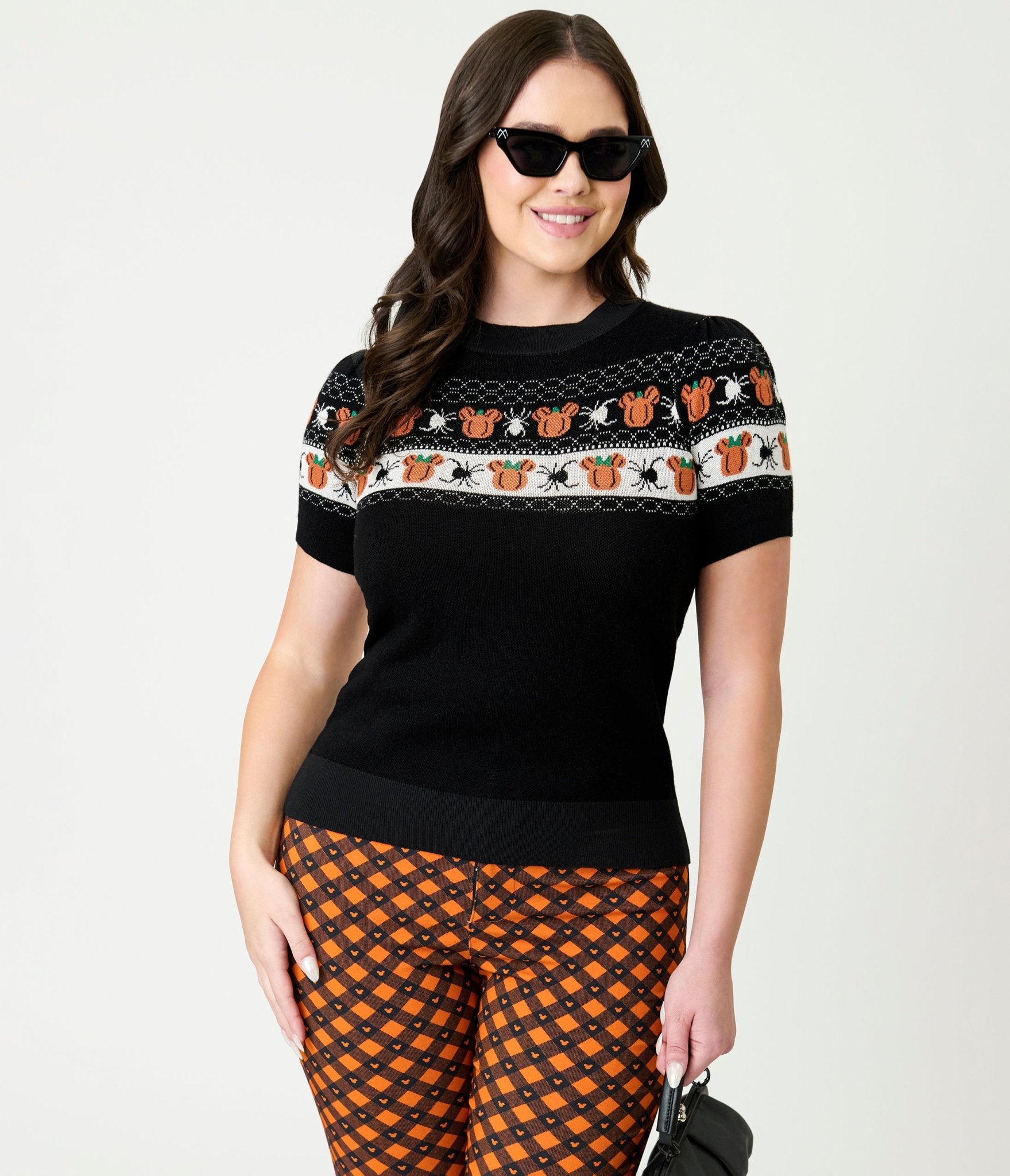 Disney Mickey & Friends Collection by Unique Vintage Black Pumpkin Patch Fair Isle Sweater - Unique Vintage -Womens, SWEATERS