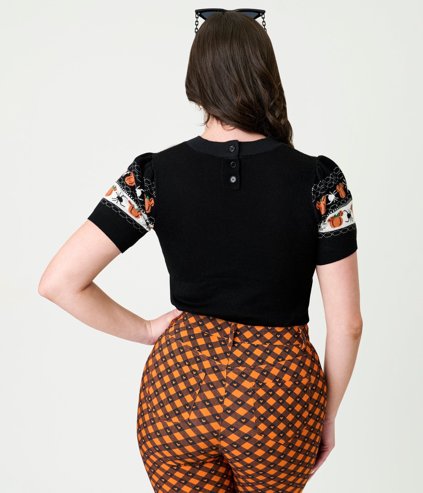 Disney Mickey & Friends Collection by Unique Vintage Black Pumpkin Patch Fair Isle Sweater - Unique Vintage -Womens, SWEATERS