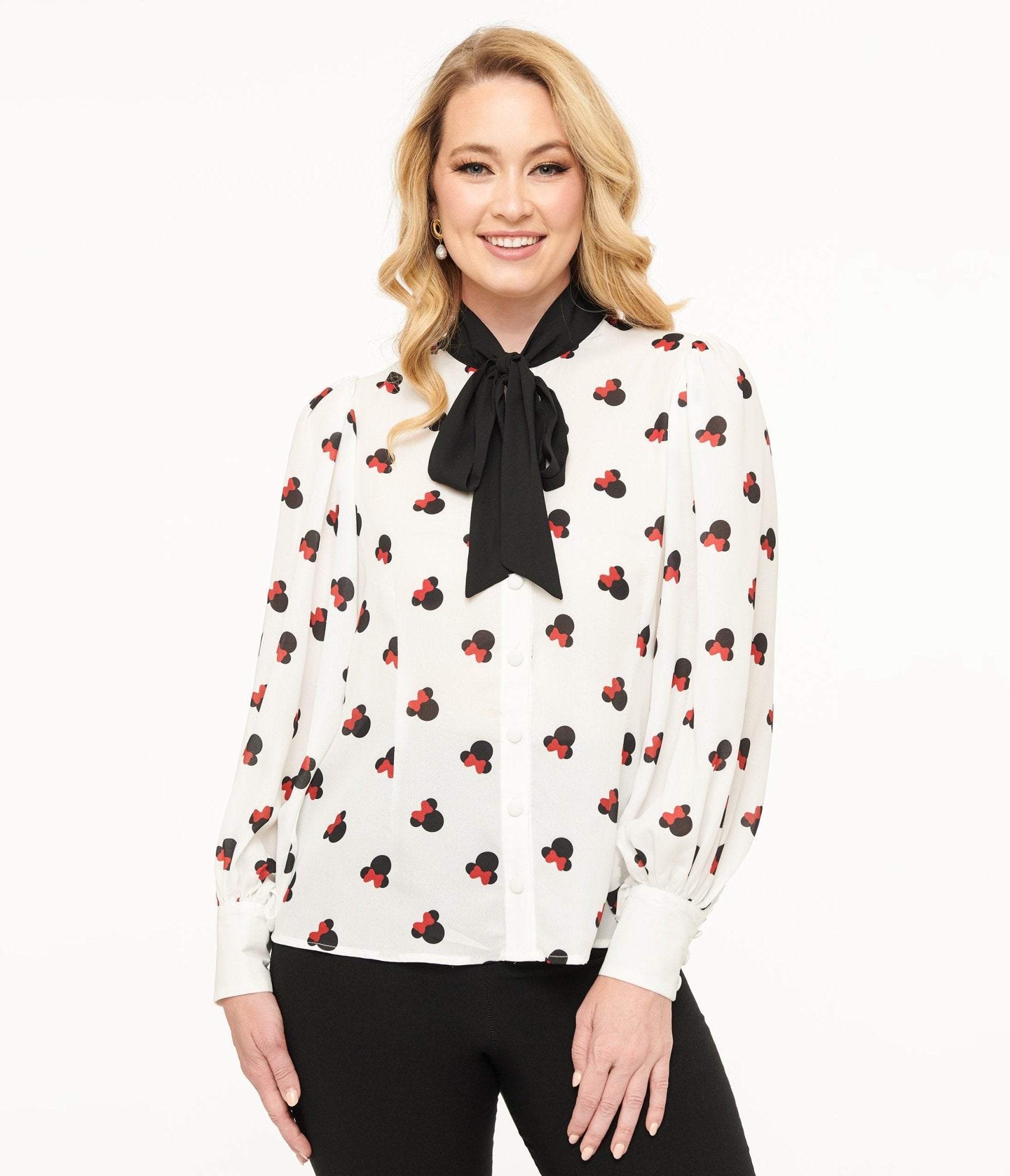 Disney Mickey & Friends Collection by Unique Vintage Minnie Mouse Stamp Gwen Blouse - Unique Vintage - Womens, WOVEN TOPS