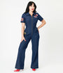 Disney Pixar Cars Collection by Unique Vintage Pit Crew Denim Jumpsuit