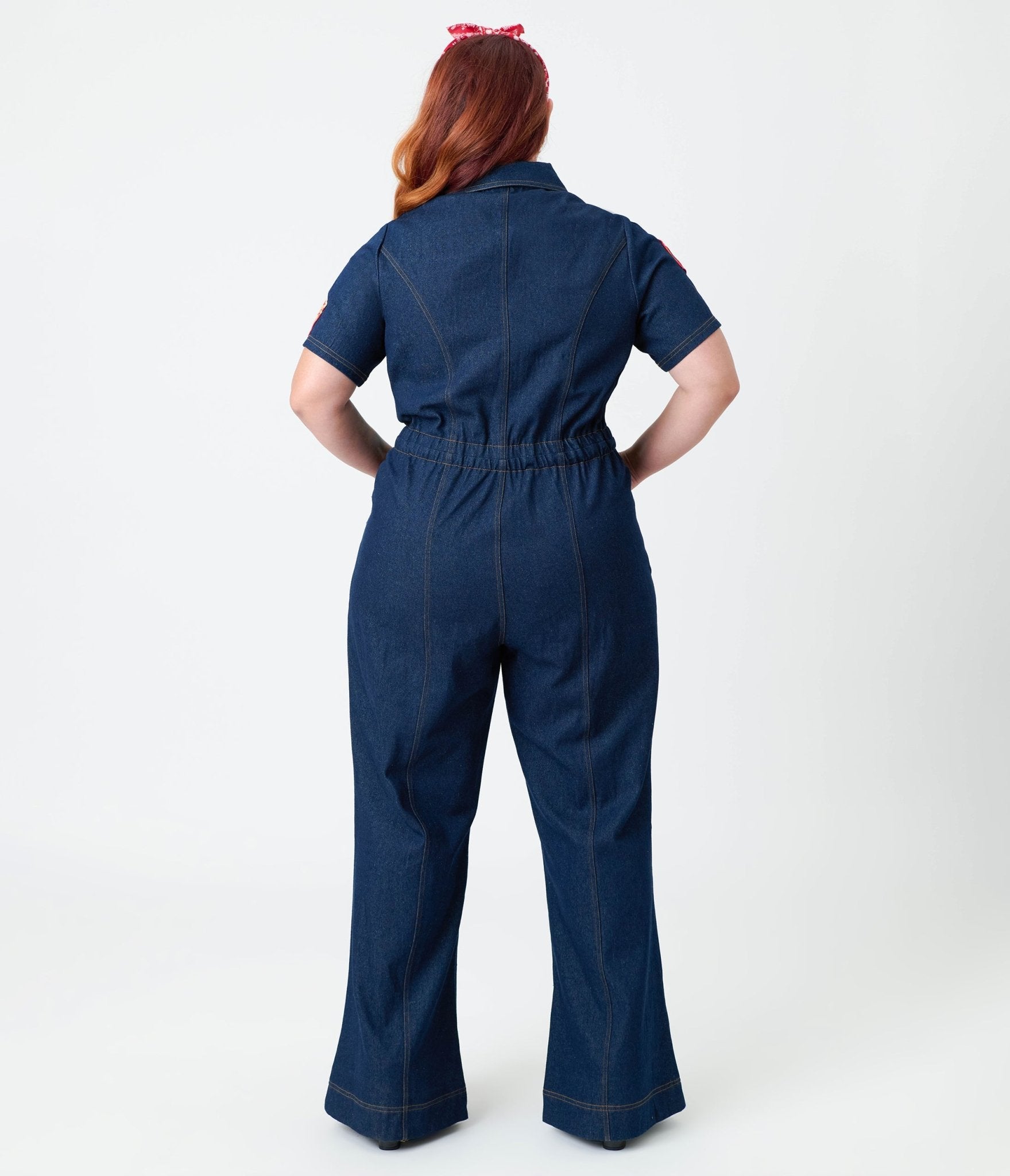 Disney Pixar Cars Collection by Unique Vintage Plus Size Pit Crew Denim Jumpsuit - Unique Vintage - Womens, BOTTOMS,JUMPSUITS