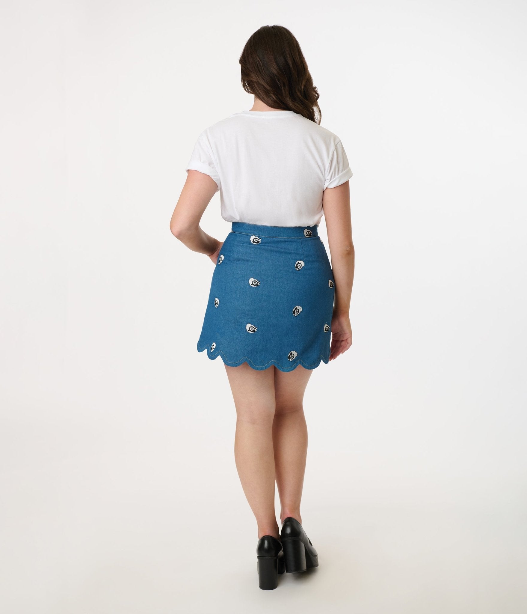 Preorder - Disney's Bambi Collection by Smak Parlour Flower Denim Mini Skirt - Unique Vintage - Womens, BOTTOMS, SKIRTS