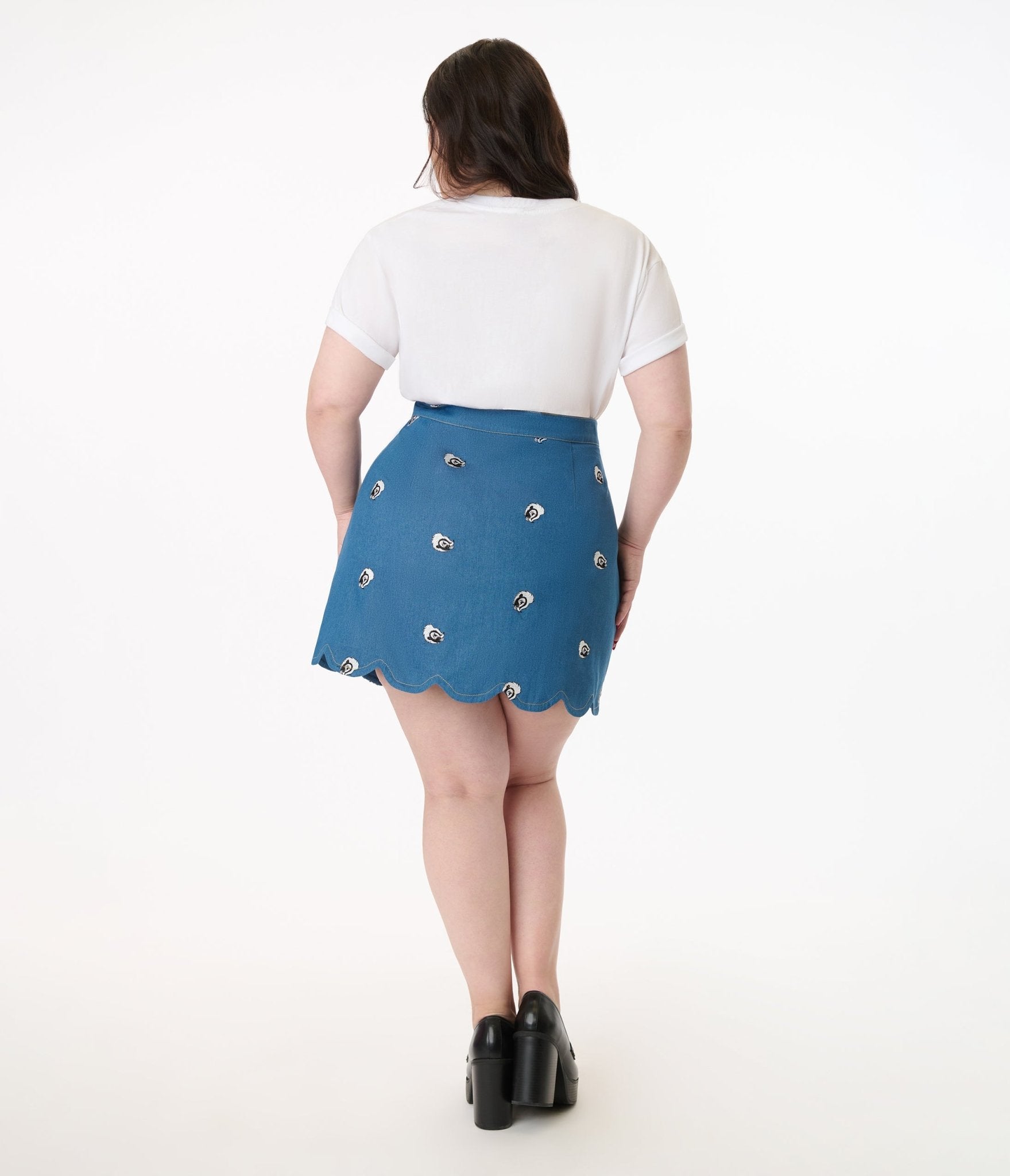 Disney's Bambi Collection by Smak Parlour Plus Size Flower Denim Mini Skirt - Unique Vintage - Womens, BOTTOMS, SKIRTS