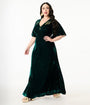 Smak Parlour Plus Size Emerald Velvet & Gold Snake Embroidered Cutout Maxi Dress