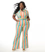Preorder- Smak Parlour Plus Size Retro Rainbow Stripe Flare Jumpsuit