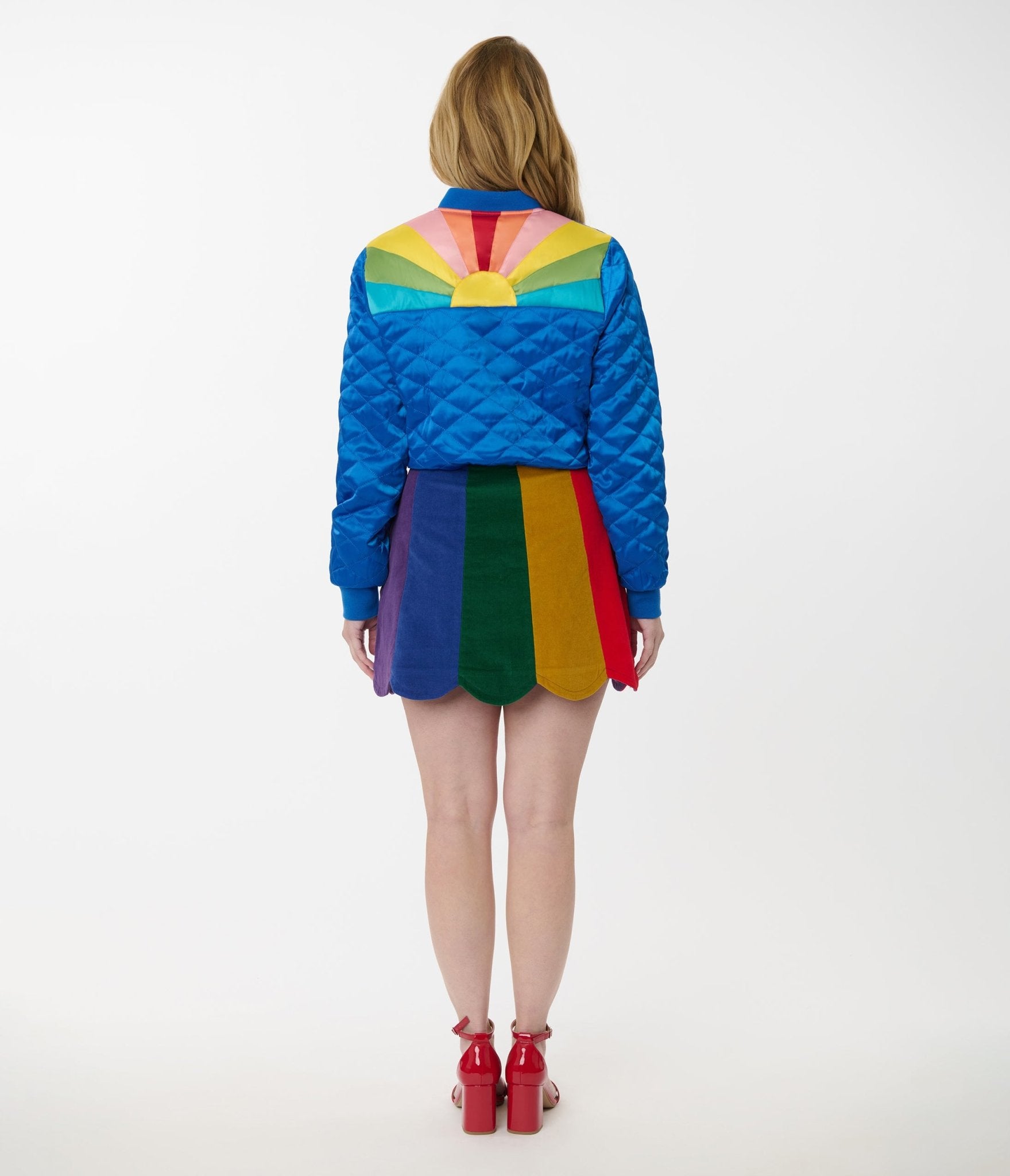 Preorder - Smak Parlour Rainbow Stripe Corduroy Mini Skirt - Unique Vintage - Womens, BOTTOMS, SKIRTS