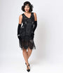 Preorder- Unique Vintage 1920s Style Black Hand Beaded Fringe Bosley Flapper Dress