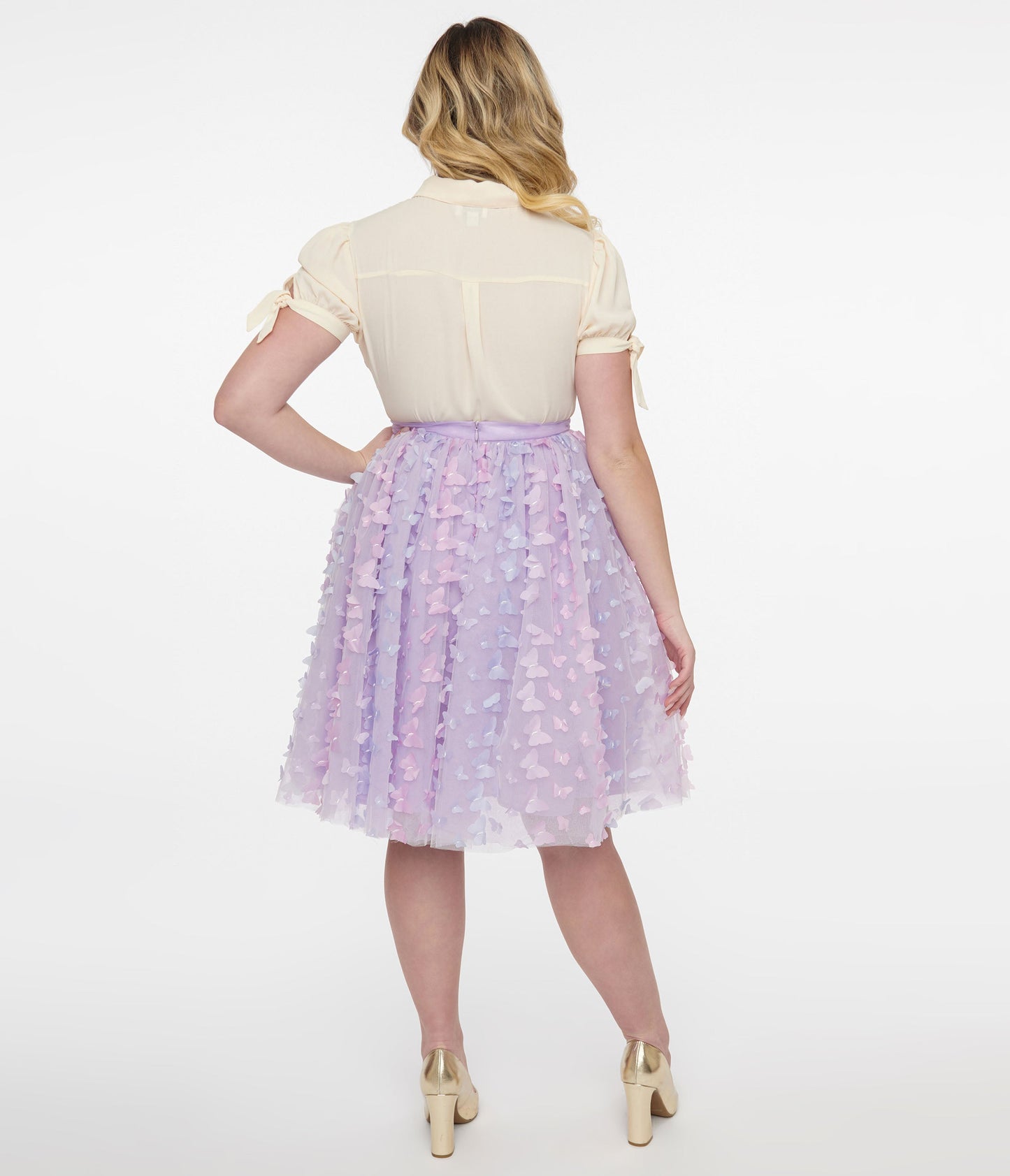 Preorder- Unique Vintage 1950s Lavender & Blue Butterfly Tulle Sweetie Pie Flare Skirt - Unique Vintage - Womens, BOTTOMS, SKIRTS