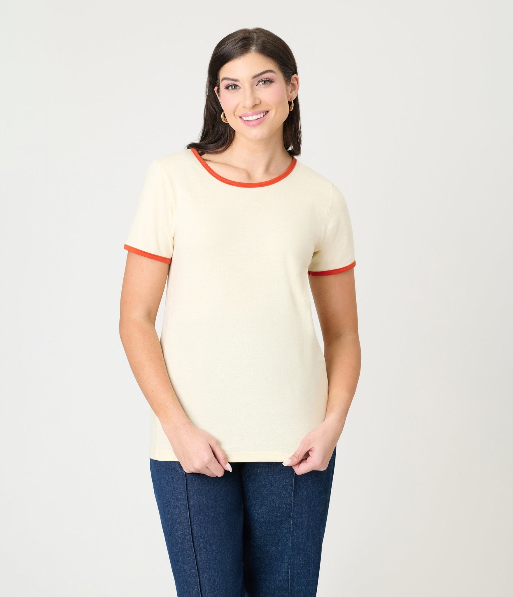 Preorder - Unique Vintage Antique White & Rainbow Ringer Tee - Unique Vintage - Womens, TOPS, KNIT TOPS