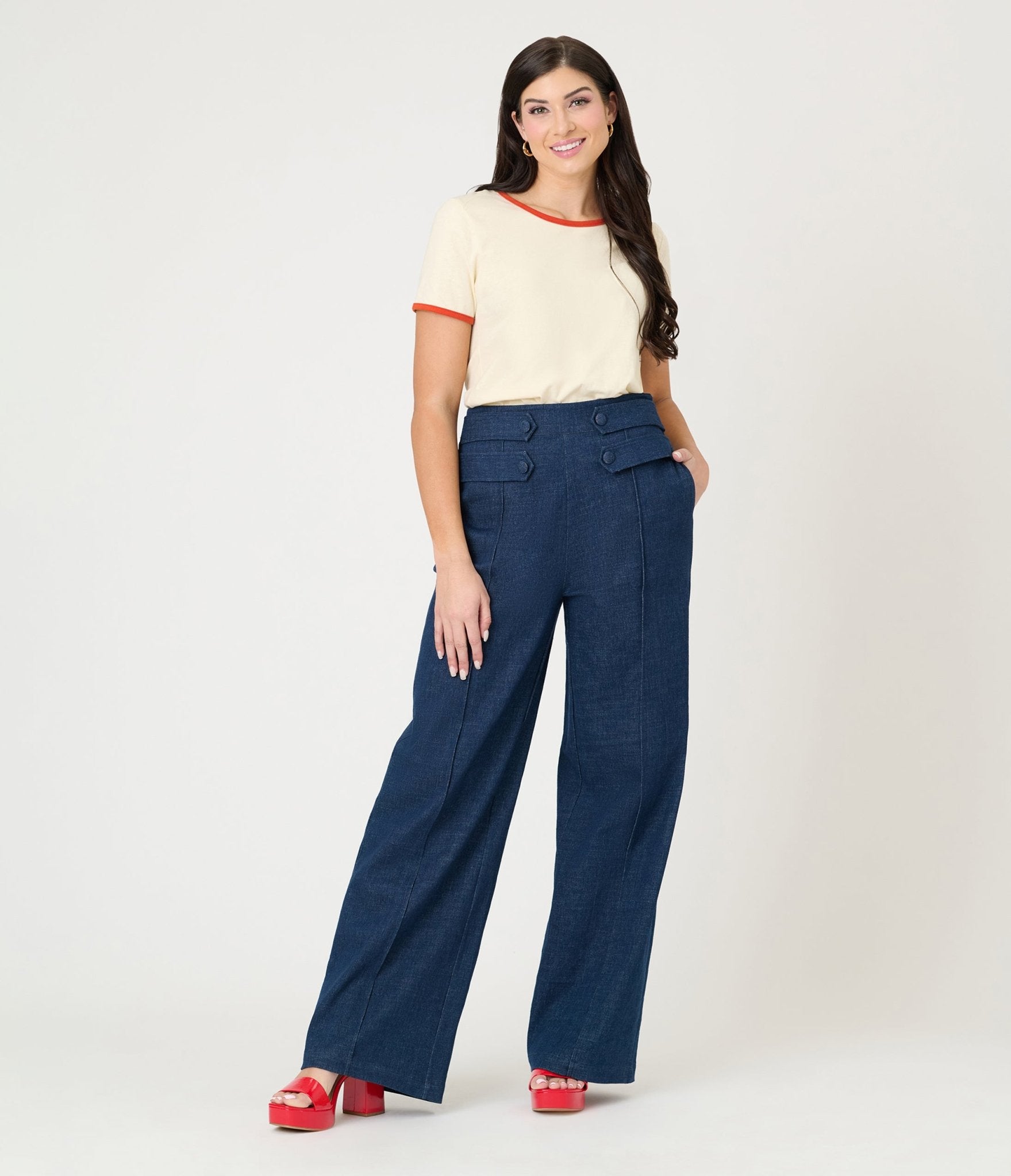 Preorder - Unique Vintage Antique White & Rainbow Ringer Tee - Unique Vintage - Womens, TOPS, KNIT TOPS