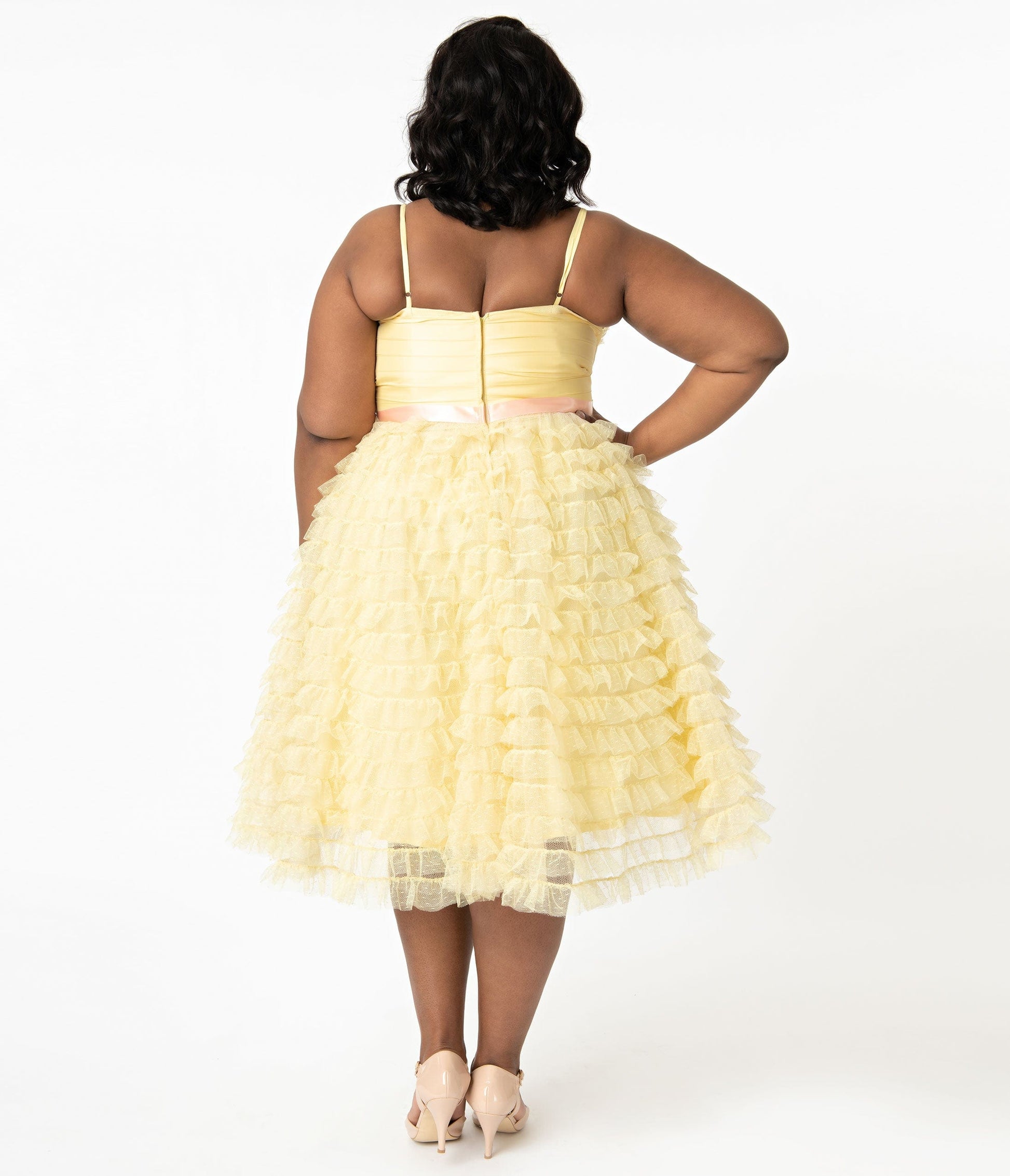Preorder - Unique Vintage Plus Size 1950s Yellow Tulle Cupcake Swing Dress - Unique Vintage - Womens, DRESSES, SWING