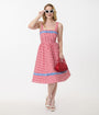 Unique Vintage Red & Blue Gingham Swing Dress