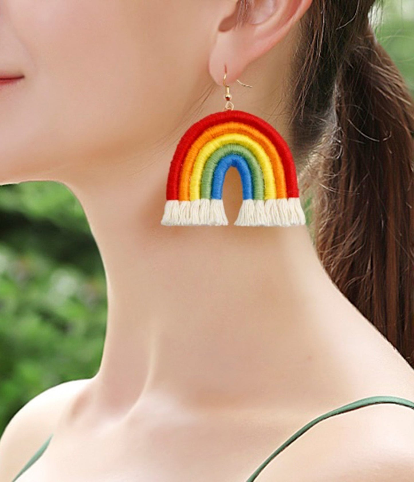 Rainbow Tassle Earrings - Unique Vintage - Womens, ACCESSORIES, JEWELRY