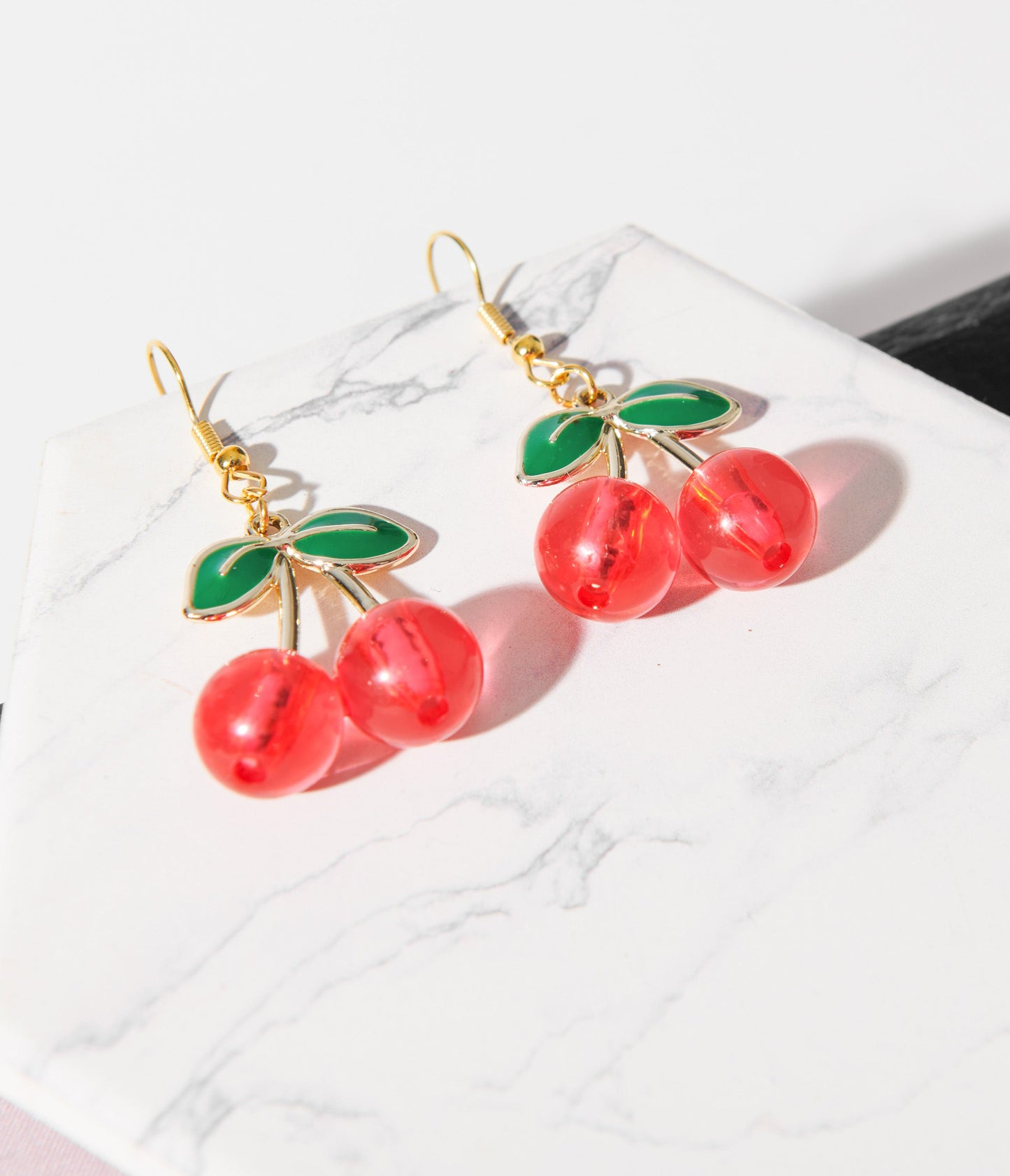 Red Acrylic Cherry Earrings - Unique Vintage - Womens, ACCESSORIES, JEWELRY