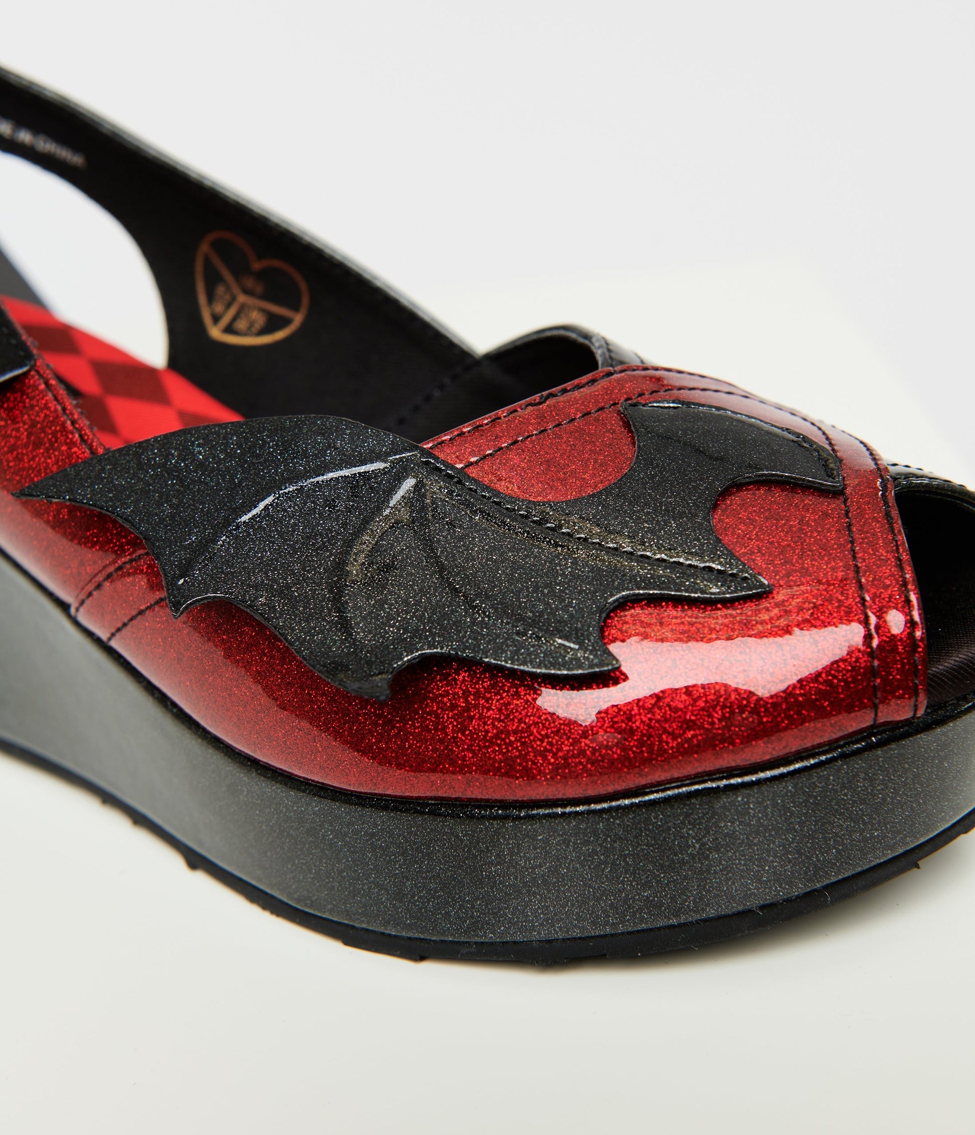 Red & Black Scarlet Wedge Sandals - Unique Vintage - Womens, SHOES, SANDALS