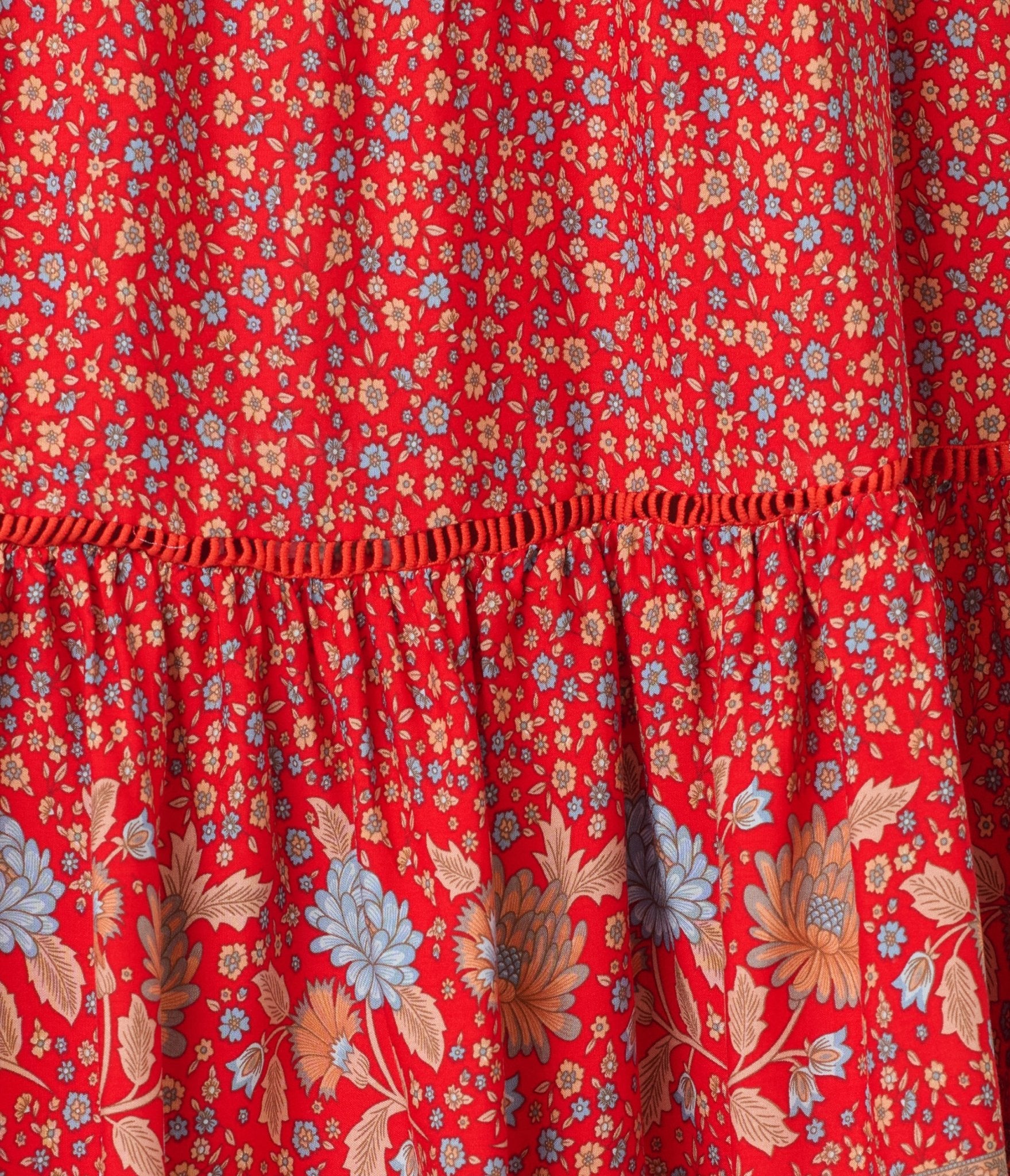 Red Bohemian Lace Maxi Skirt - Unique Vintage - Womens, BOTTOMS, SKIRTS