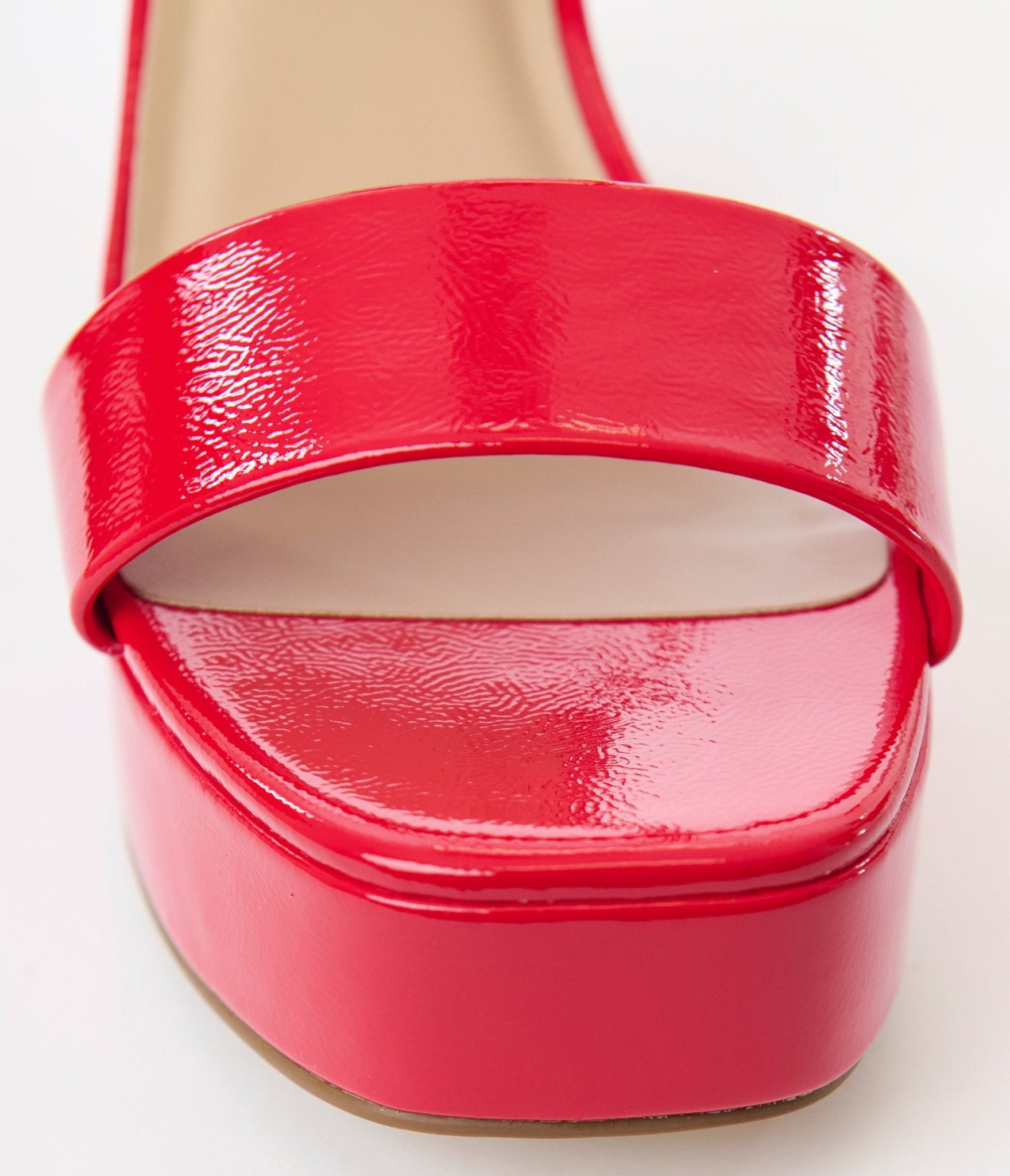 Red Patent Leatherette Platform Heels - Unique Vintage - Womens, SHOES, HEELS