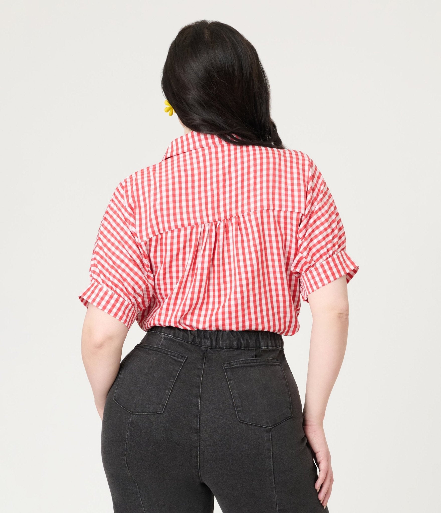 Red Plaid Button Up Blouse - Unique Vintage - Womens, TOPS, WOVEN TOPS