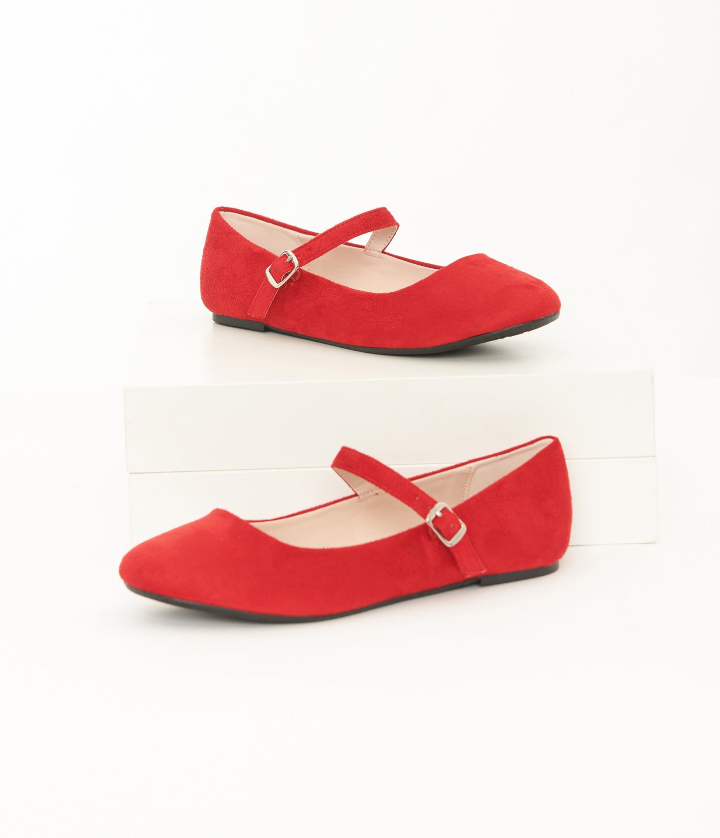 Red Suede Mary Jane Flats - Unique Vintage - Womens, SHOES, FLATS