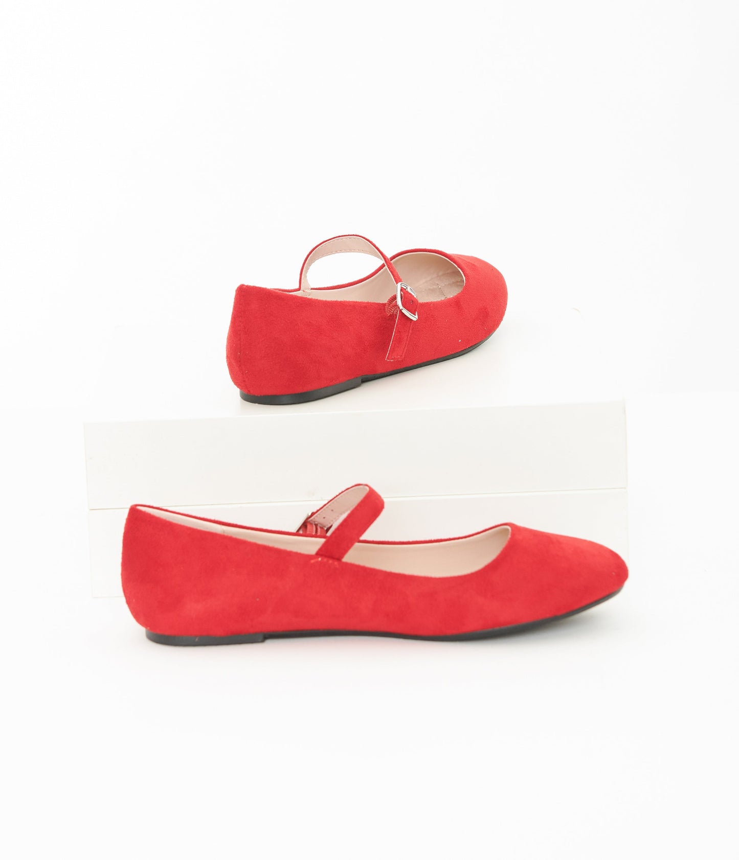 Red Suede Mary Jane Flats - Unique Vintage - Womens, SHOES, FLATS