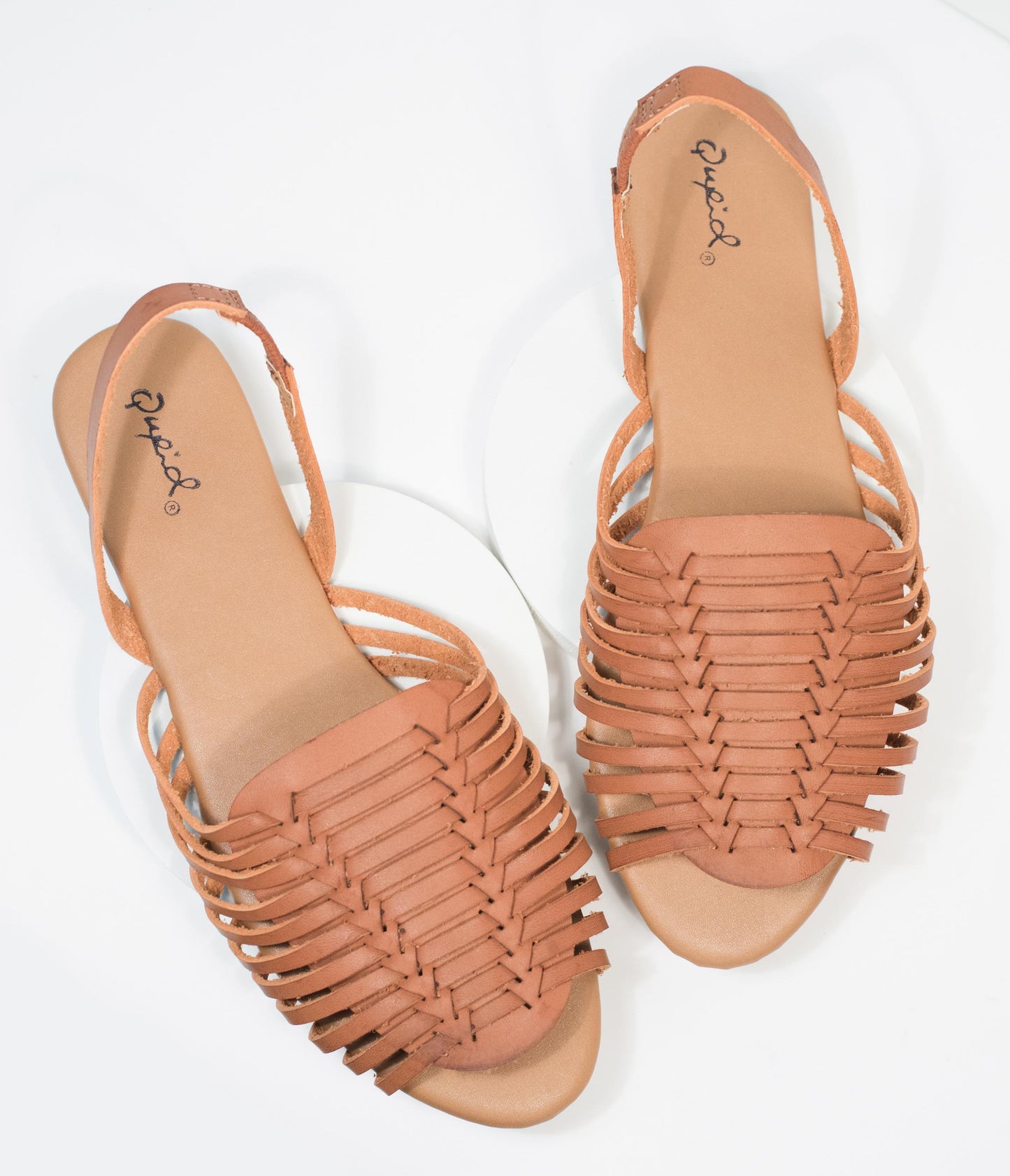 Retro Brown Woven Leatherette Sandal - Unique Vintage - Womens, SHOES, SANDALS