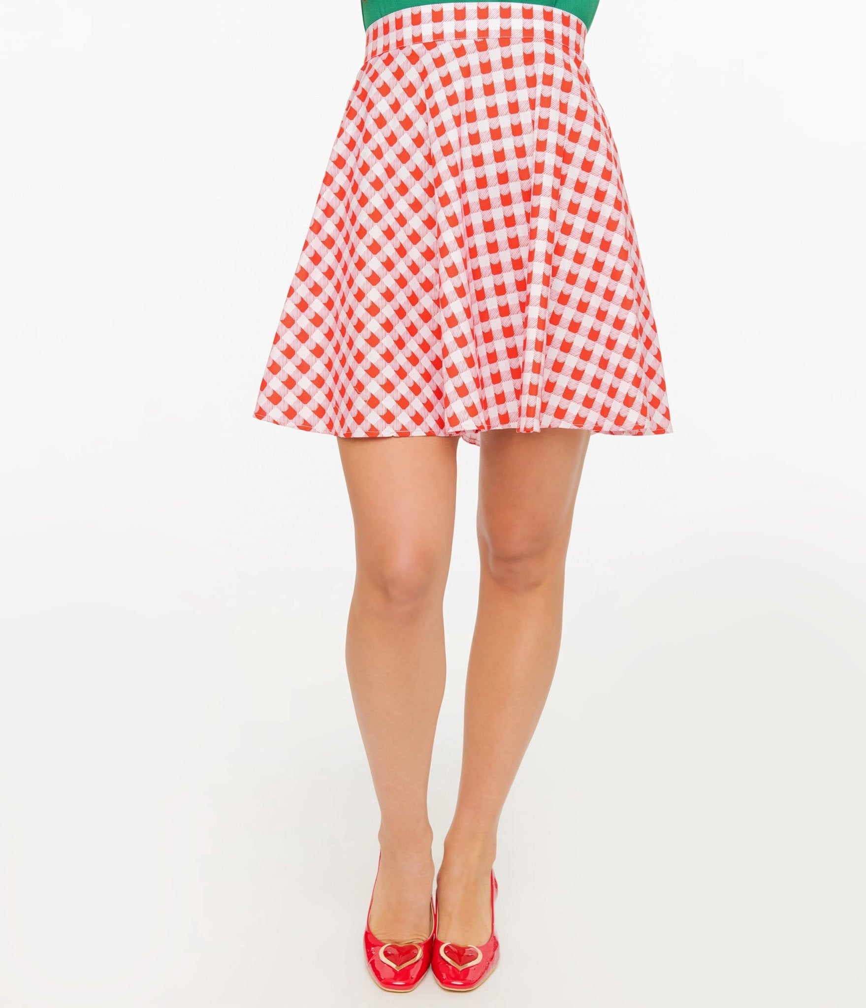 Retrolicious 1950s Red Check Skater Skirt - Unique Vintage - Womens, BOTTOMS, SKIRTS