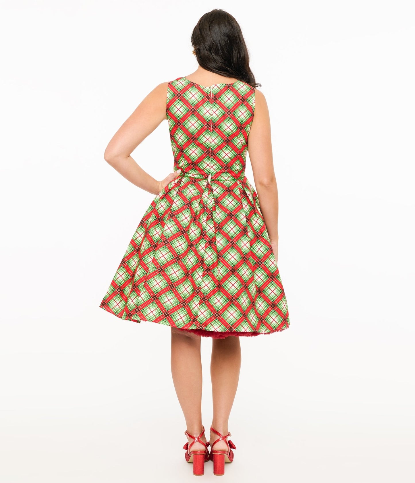 Retrolicious 1950s Red Tartan Holiday Elizabeth Swing Dress - Unique Vintage - Womens, DRESSES, SWING