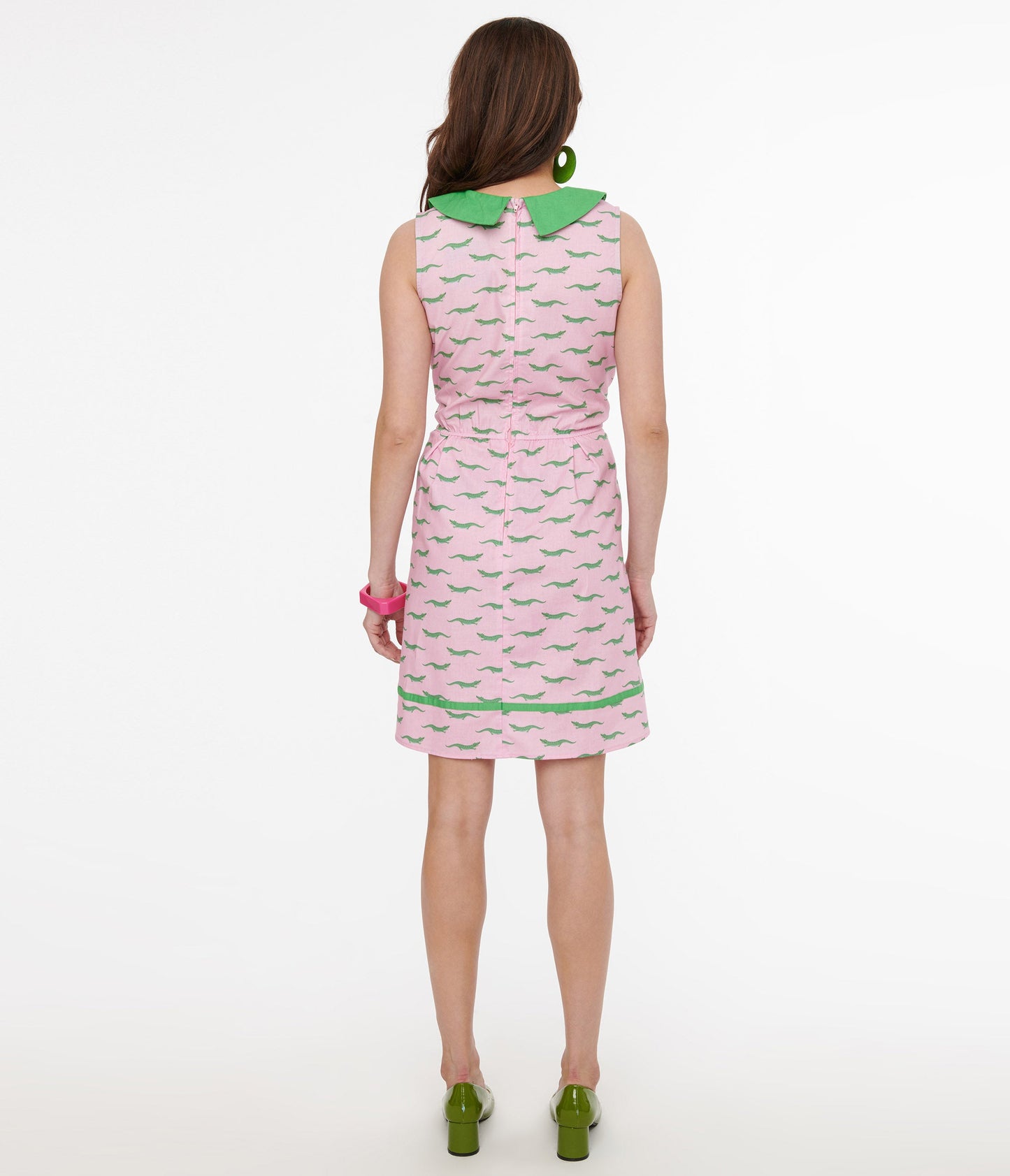 Retrolicious 1960s Pink & Green Alligator Fit & Flare Cotton Dress - Unique Vintage - Womens, DRESSES, SHIFTS