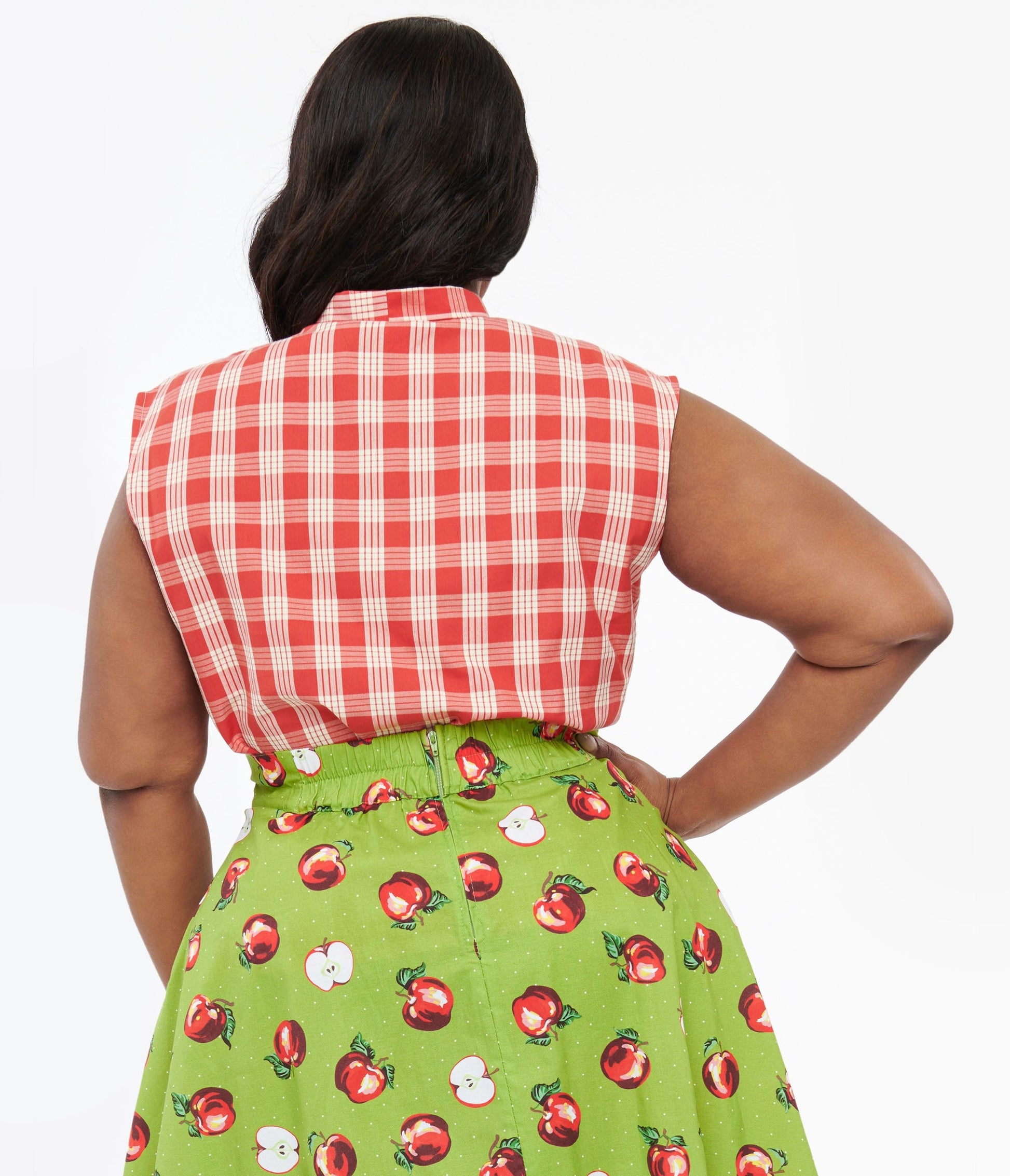 Retrolicious Plus Size 1950s Red & White Gingham Cotton Bow Top - Unique Vintage - Womens, TOPS, WOVEN TOPS
