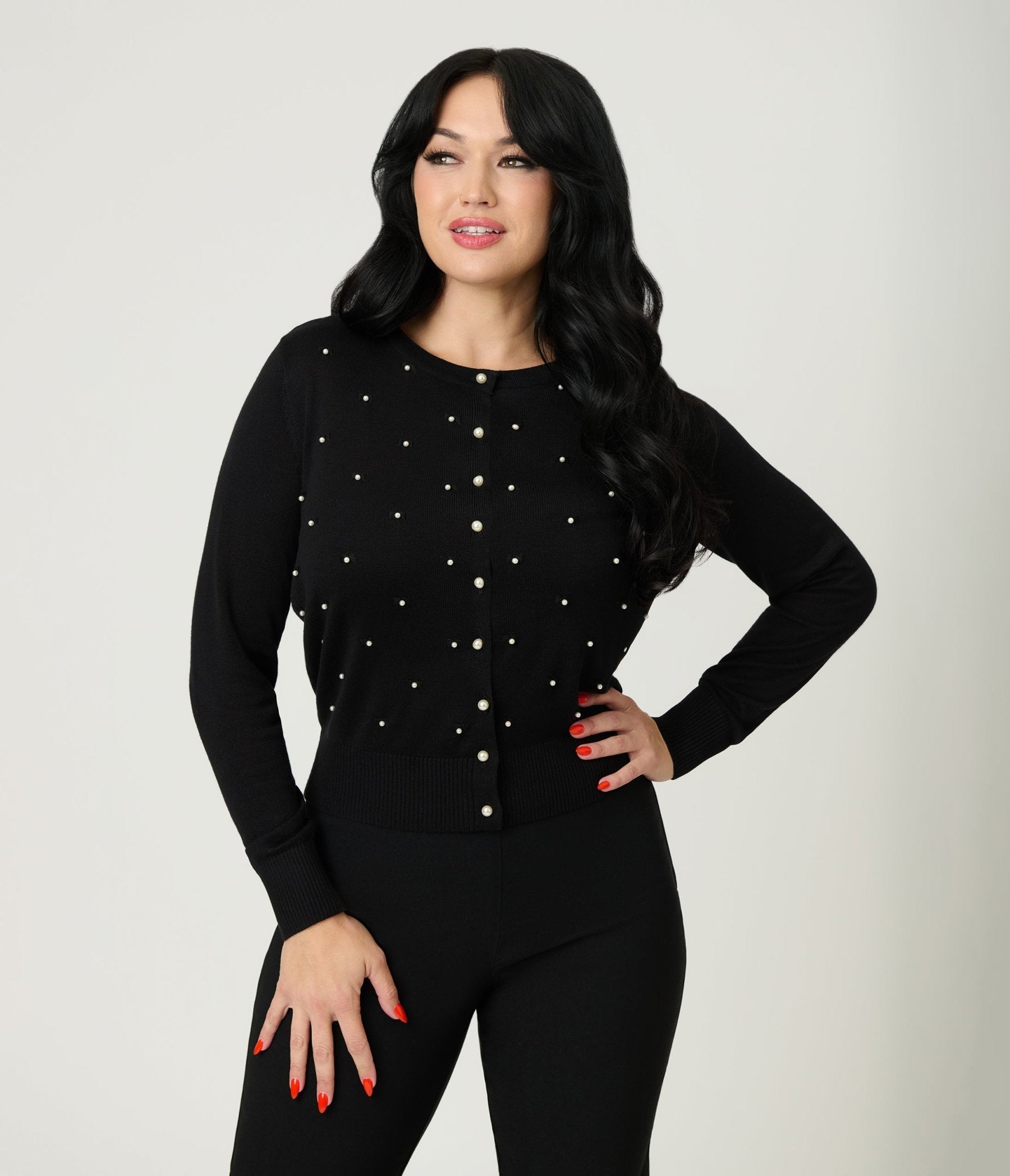 Royal Monk Black Pearl Cardigan - Unique Vintage - Womens, TOPS, SWEATERS