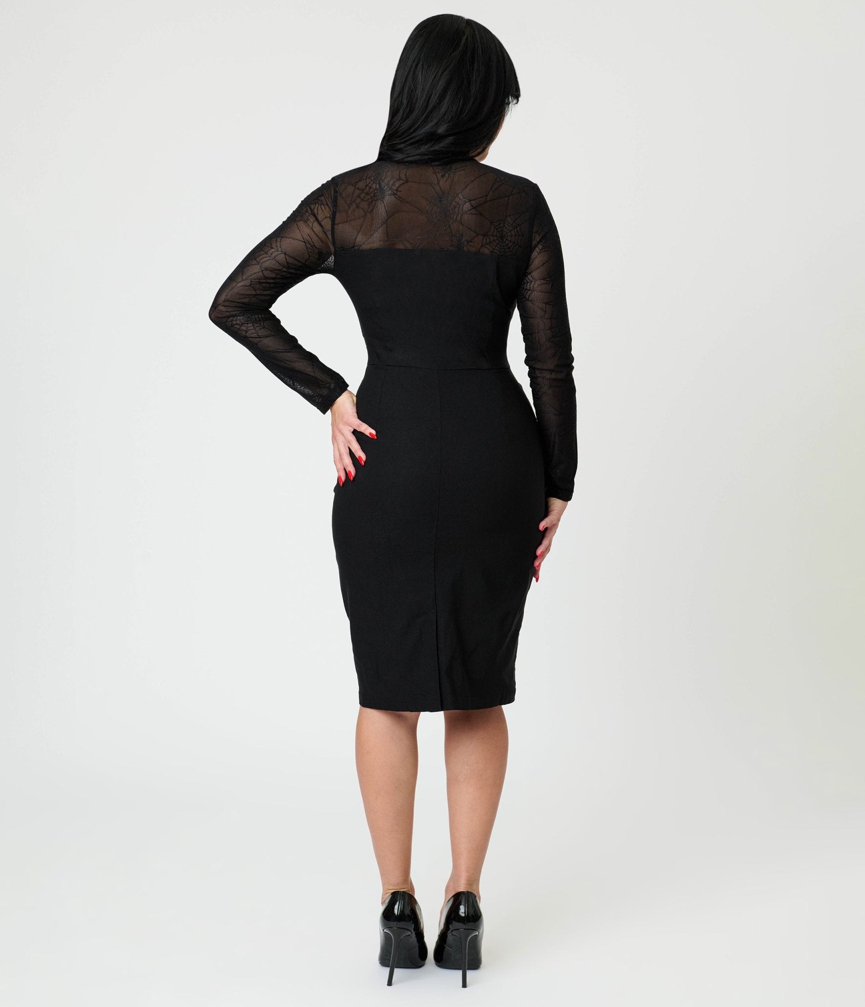 Royal Monk Black Spiderweb Mesh Pencil Dress - Unique Vintage - Womens, DRESSES, SHIFTS