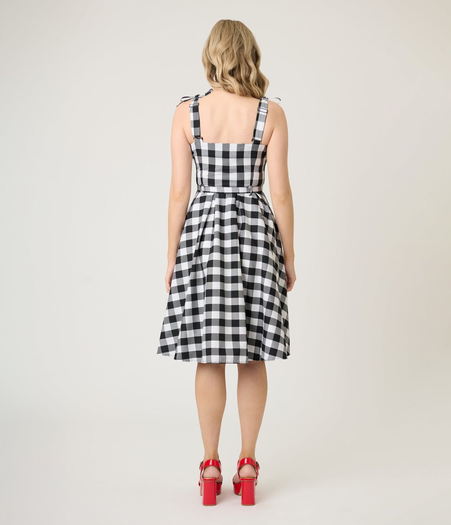 Royal Monk Black & White Gingham June Swing Dress - Unique Vintage - Womens, DRESSES, SWING