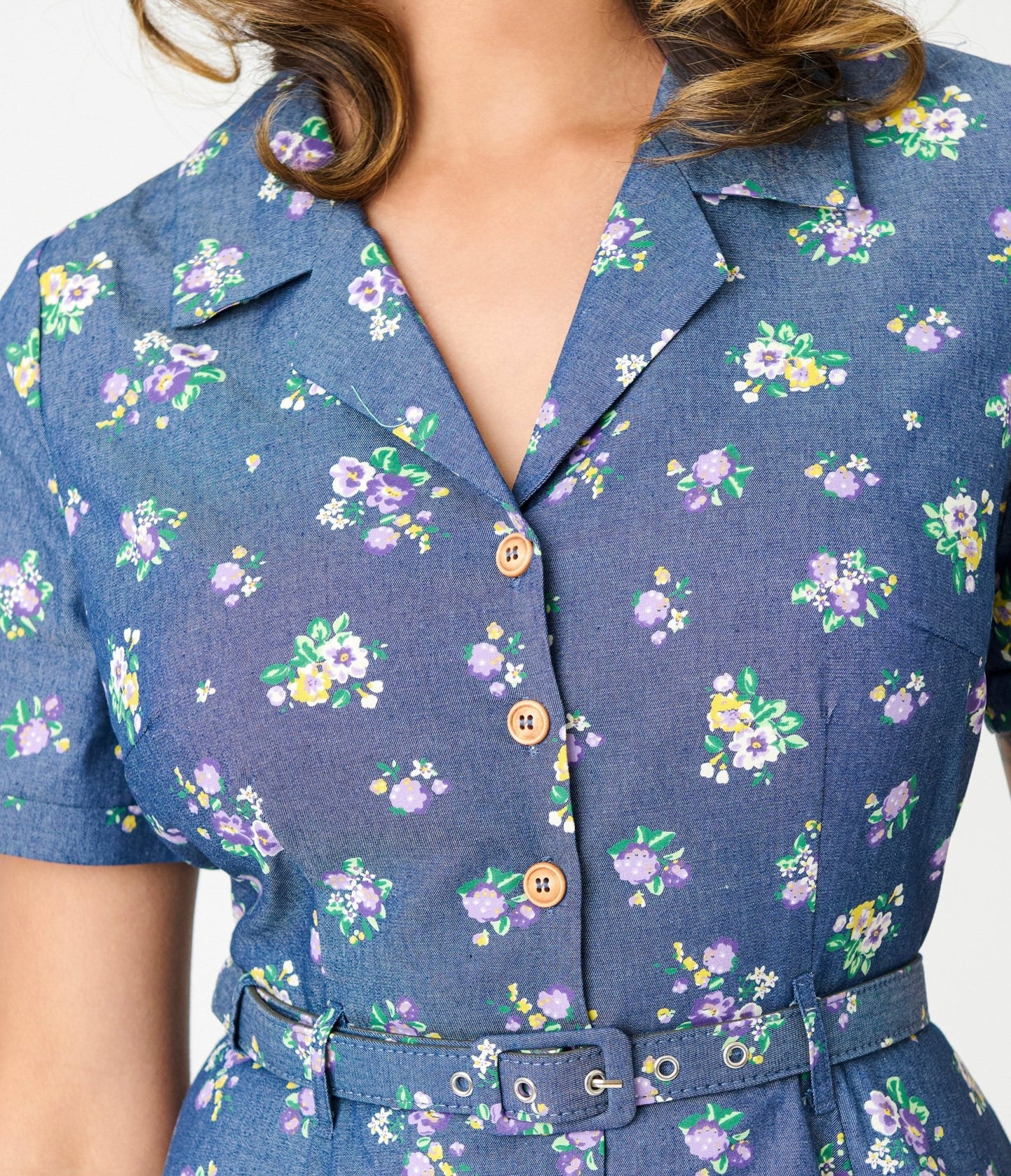 Royal Monk Blue Floral Bloom Print Bella Swing Dress - Unique Vintage - Womens, DRESSES, SWING