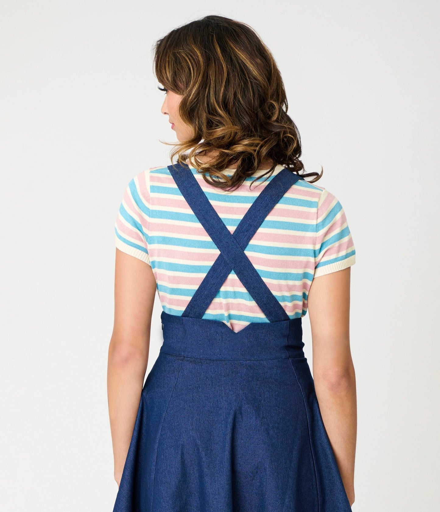 Royal Monk Blue & Pink Striped Vivian Knit Top - Unique Vintage - Womens, TOPS, SHIRTS
