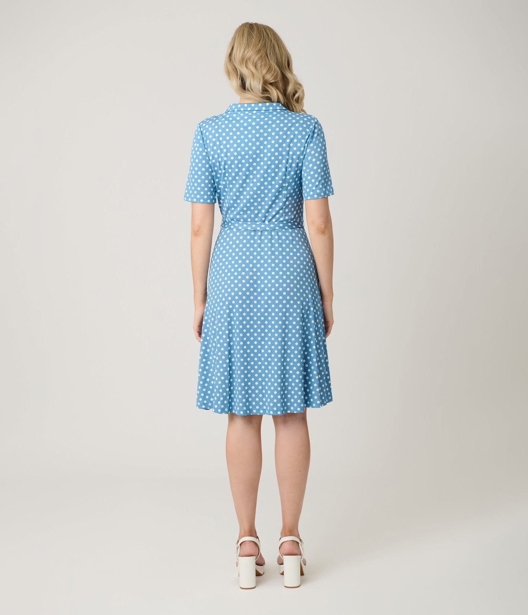 Royal Monk Blue & White Polka Dot Ellen Swing Dress - Unique Vintage - Womens, DRESSES, SWING