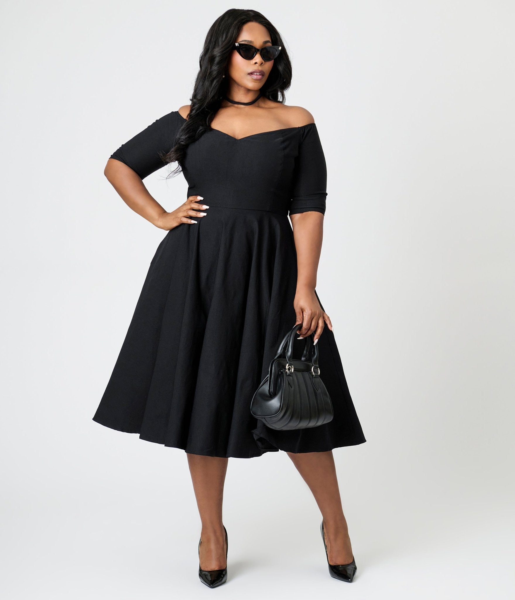 Royal Monk Plus Size Black Amalia Swing Dress - Unique Vintage - Womens, DRESSES, SWING