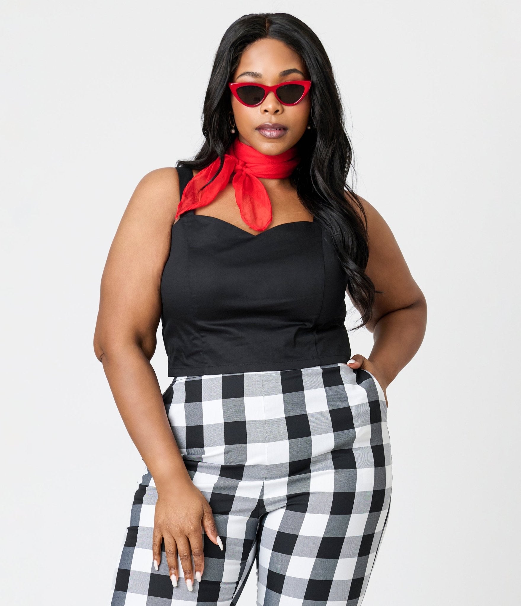 Royal Monk Plus Size Black Maisie Crop Top - Unique Vintage - Womens, TOPS, SHIRTS