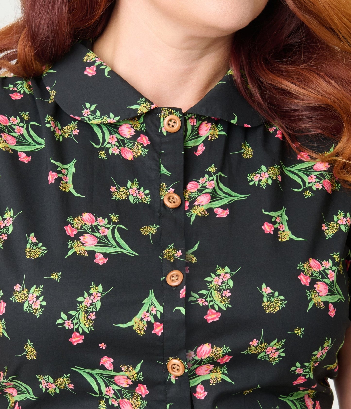 Royal Monk Plus Size Black & Pink Floral Star Jules Flare Dress - Unique Vintage - Womens, DRESSES, SWING