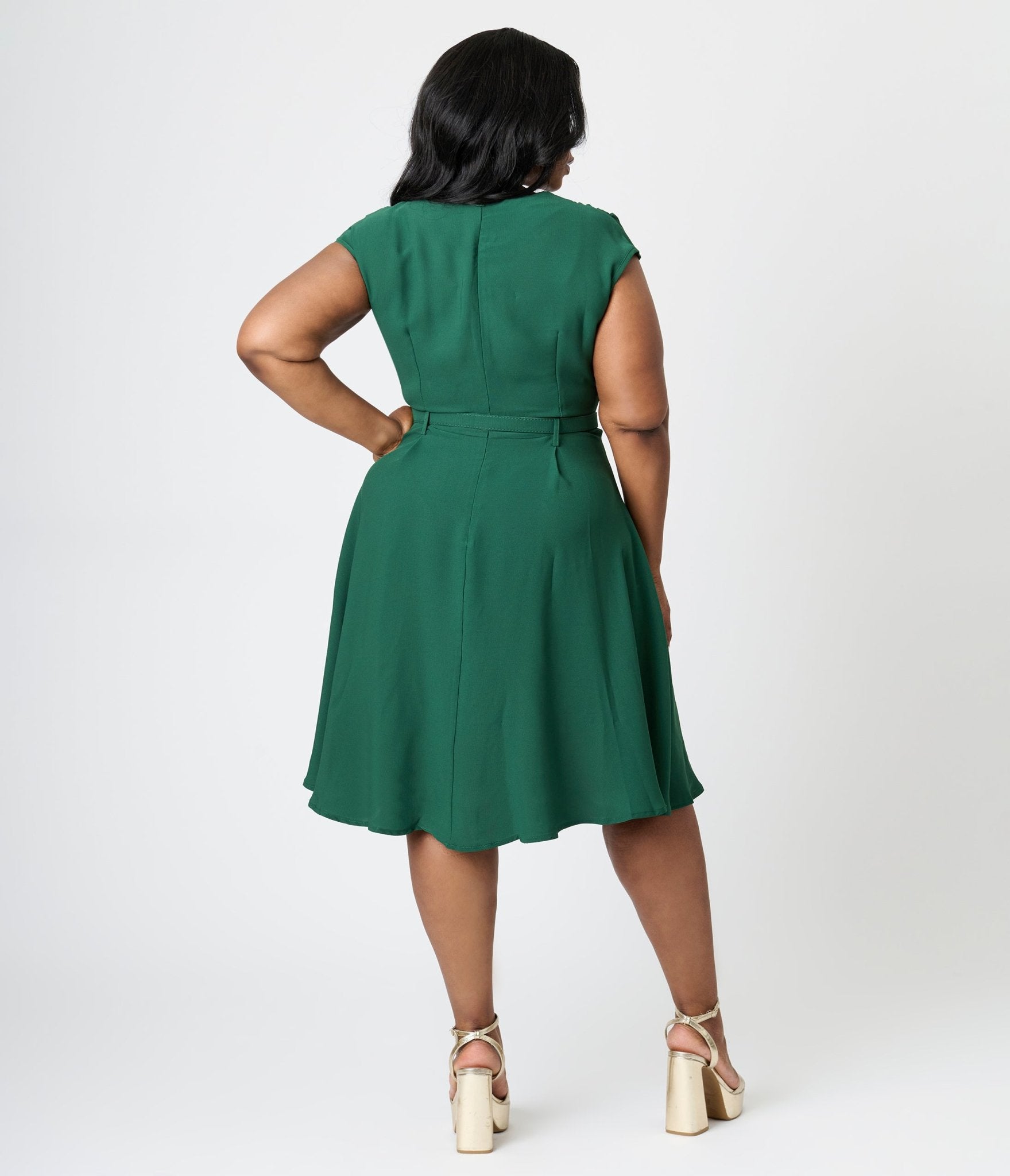 Royal Monk Plus Size Green Chiffon Holly Swing Dress - Unique Vintage - Womens, DRESSES, SWING