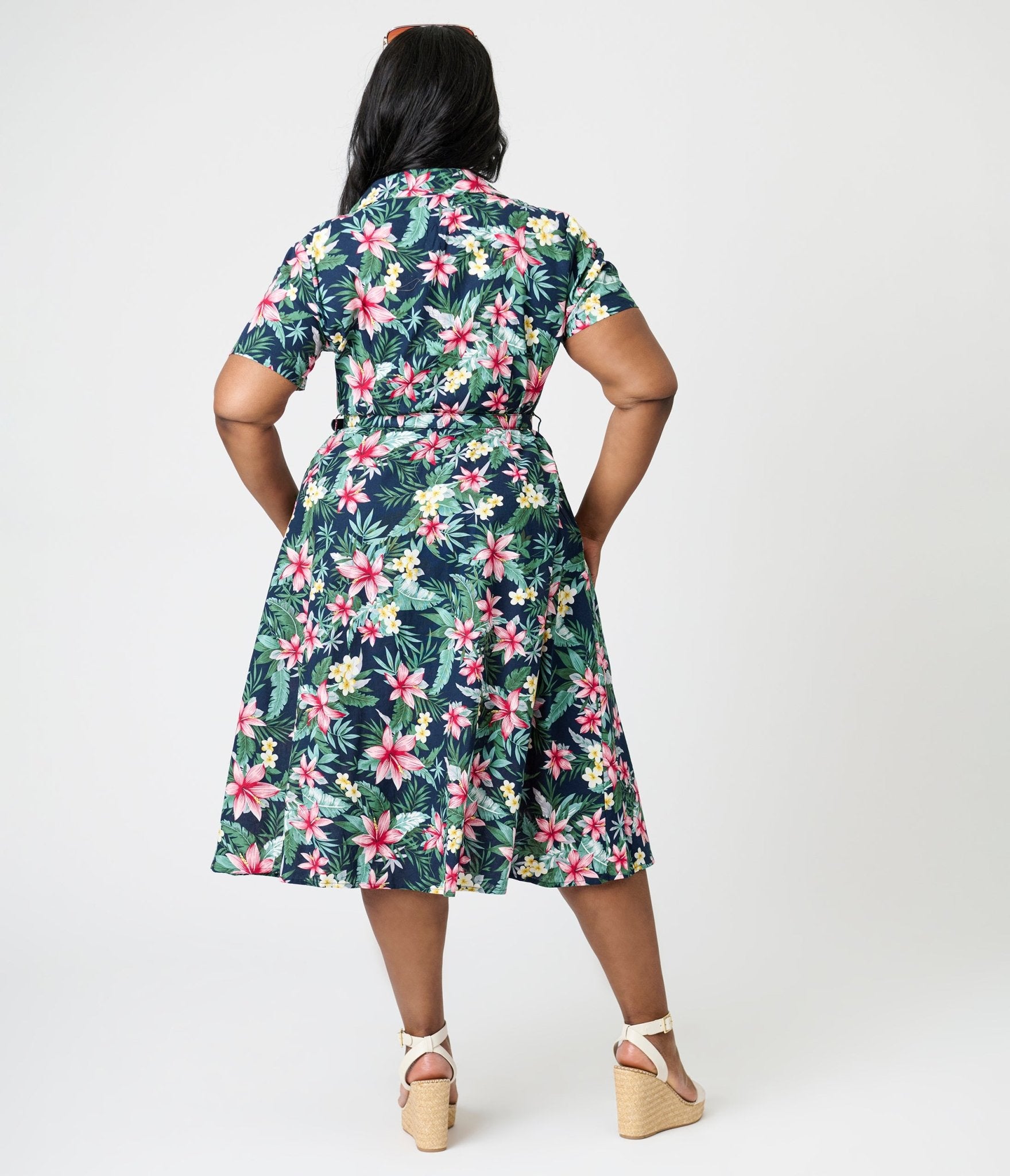 Royal Monk Plus Size Tropical Print Kate Swing Dress - Unique Vintage - Womens, DRESSES, SWING