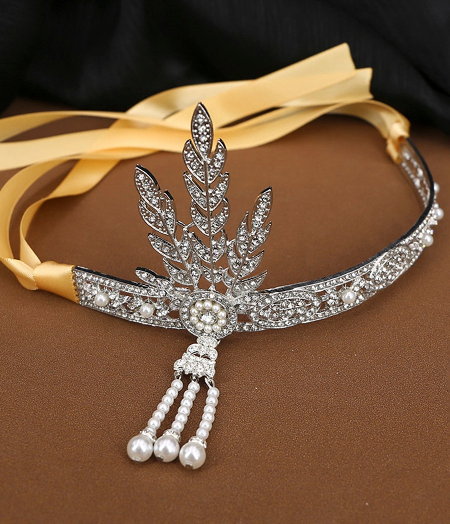 Silver Crown Flapper Headdress - Unique Vintage - Womens, ACCESSORIES, JEWELRY